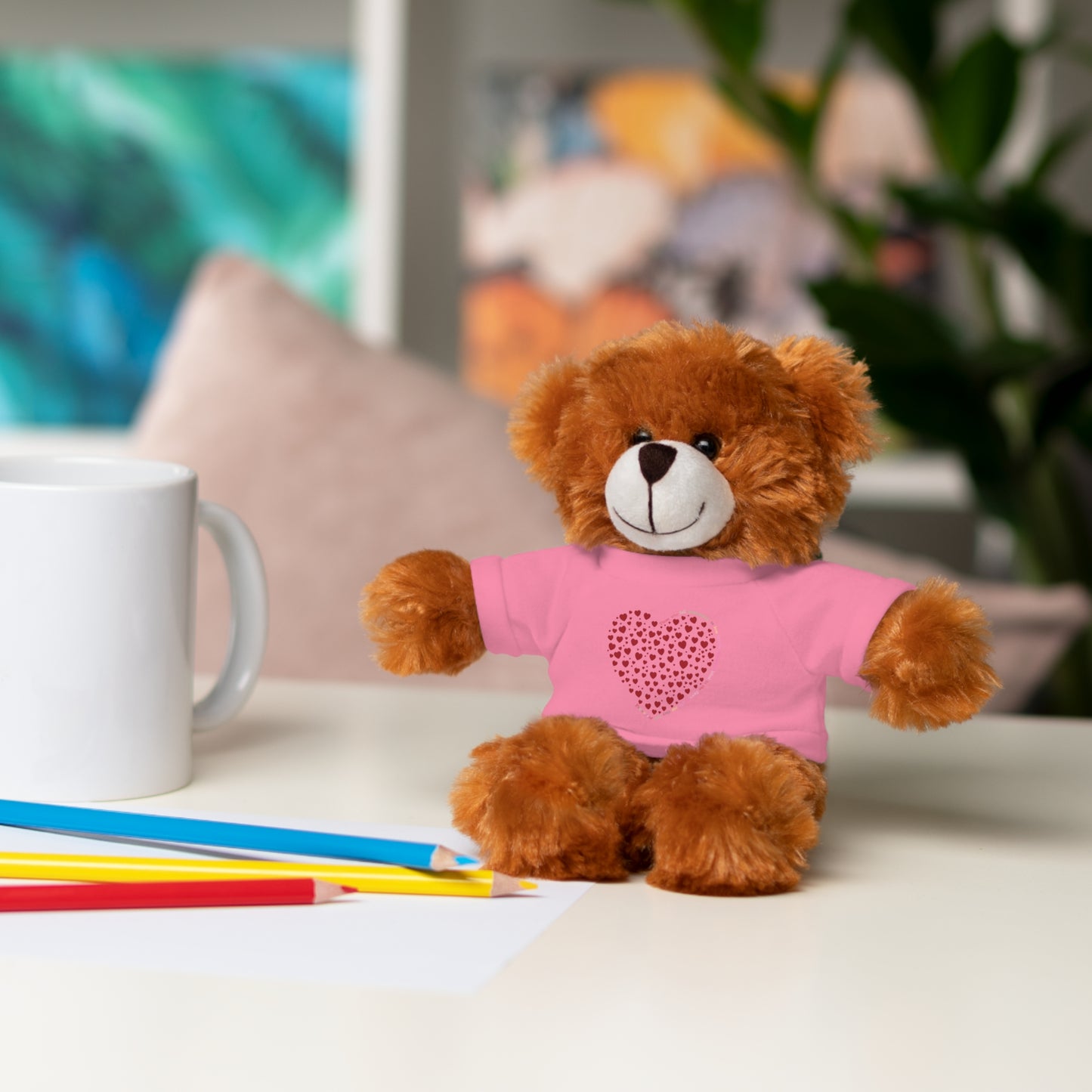 Personalized Stuffed Animal with Red Heart T-Shirt