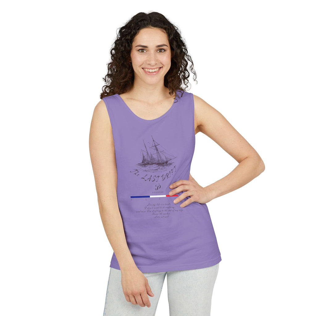 Unisex White Last Drift Cotton Garment-Dyed Tank Top