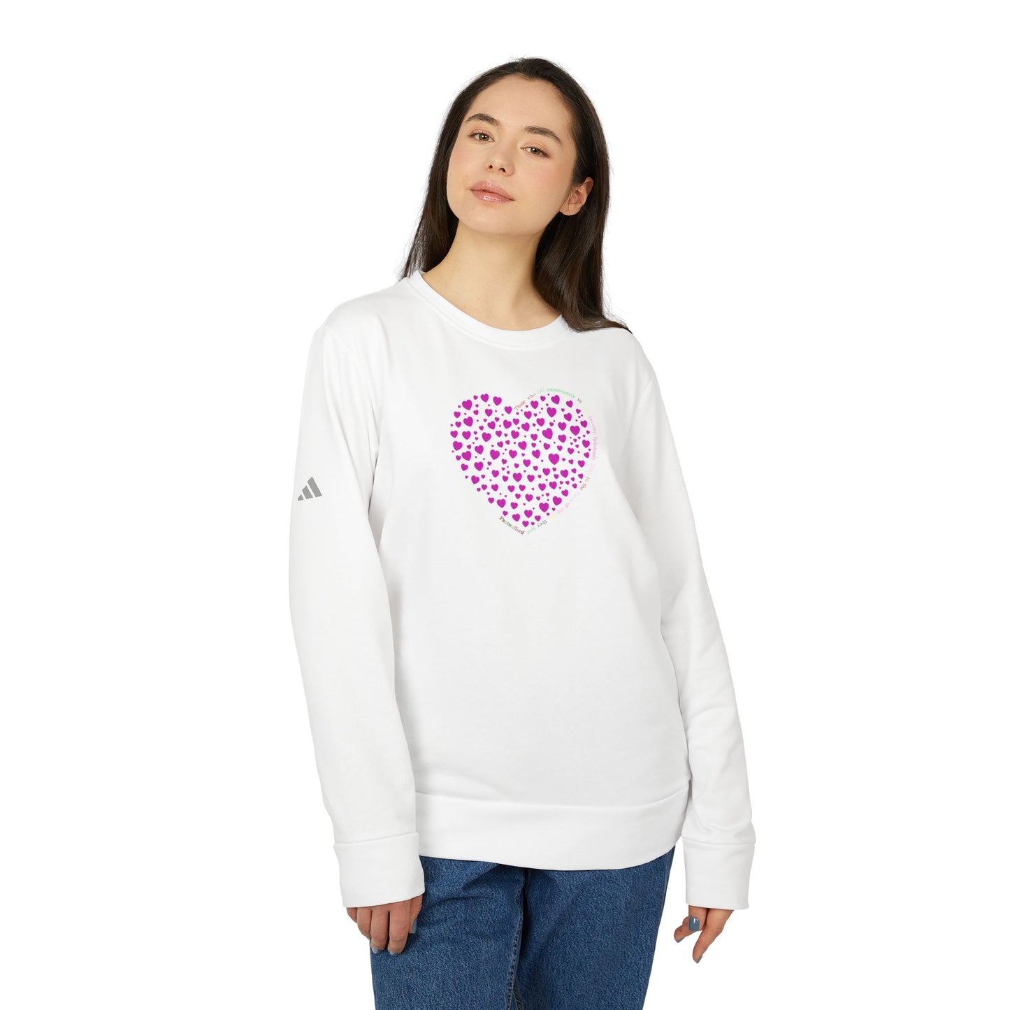 Adidas Unisex  Crewneck Sweatshirt with Pink Heart Design