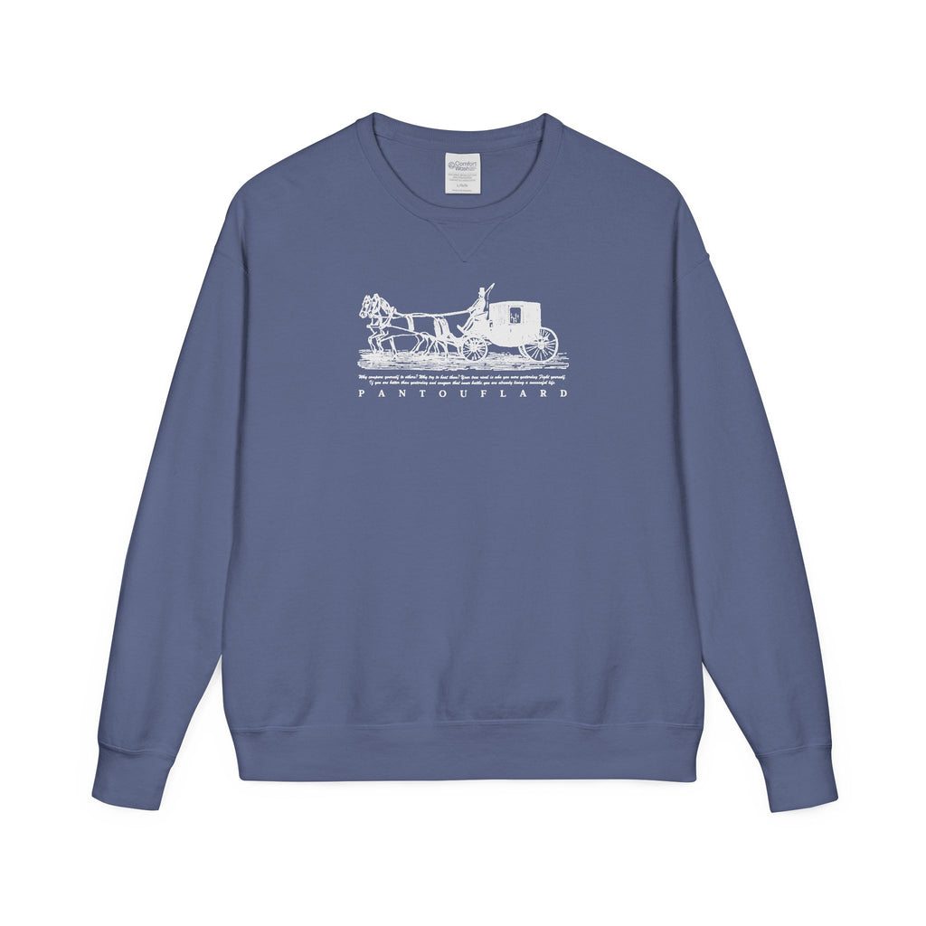Old Money Equestrian Heritage Crewneck - The Nostalgic Journey II (Dark Academia Garment-Dyed Sweatshirt)