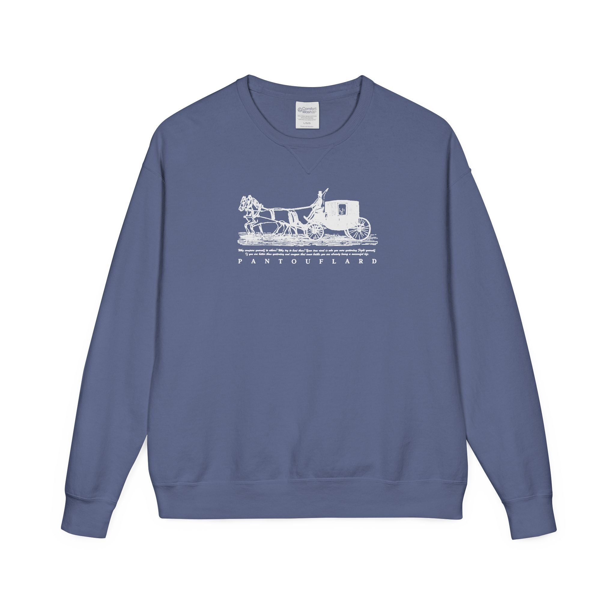 Old Money Equestrian Heritage Crewneck - The Nostalgic Journey II (Dark Academia Garment-Dyed Sweatshirt)