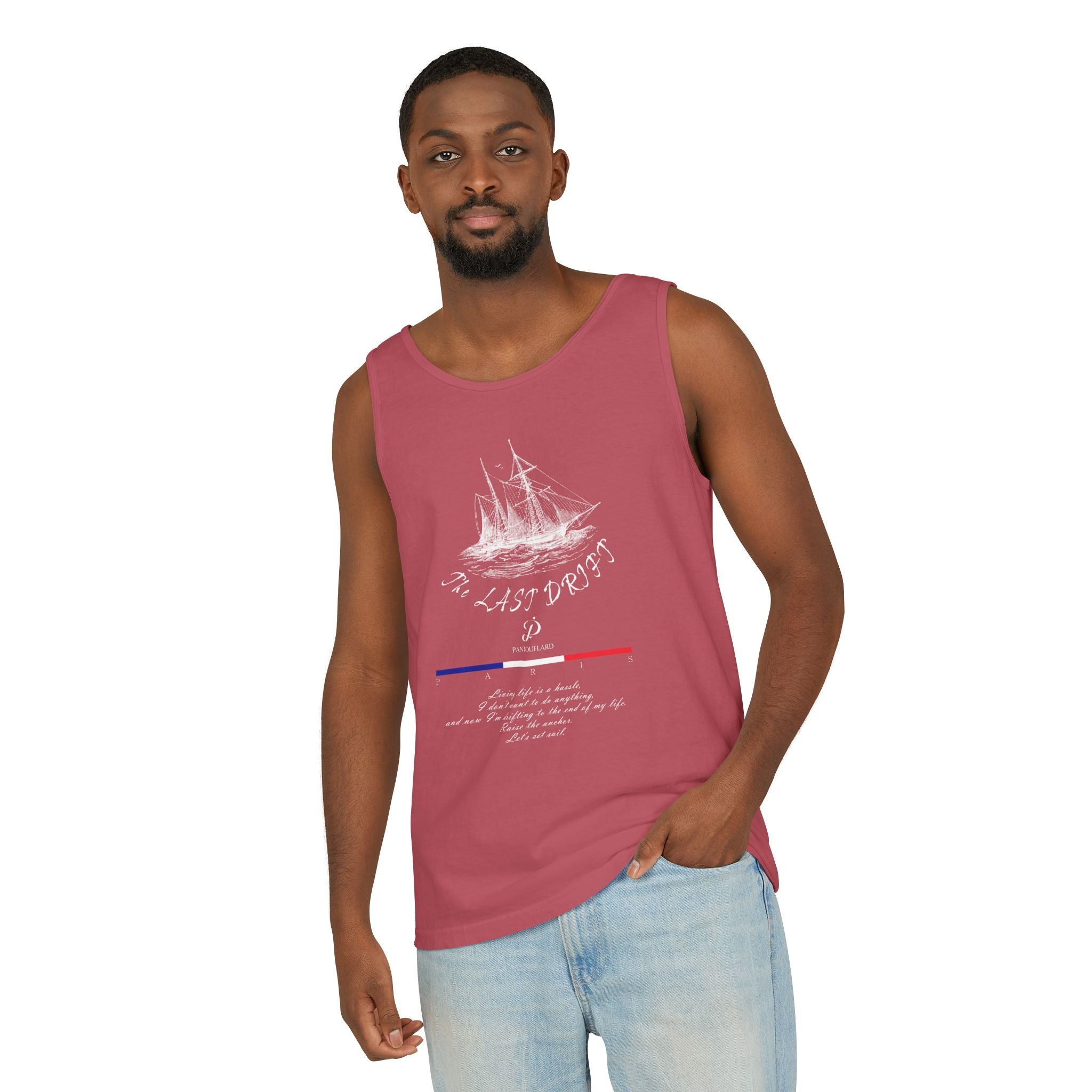 Unisex Black Last Drift Cotton Garment-Dyed Tank Top