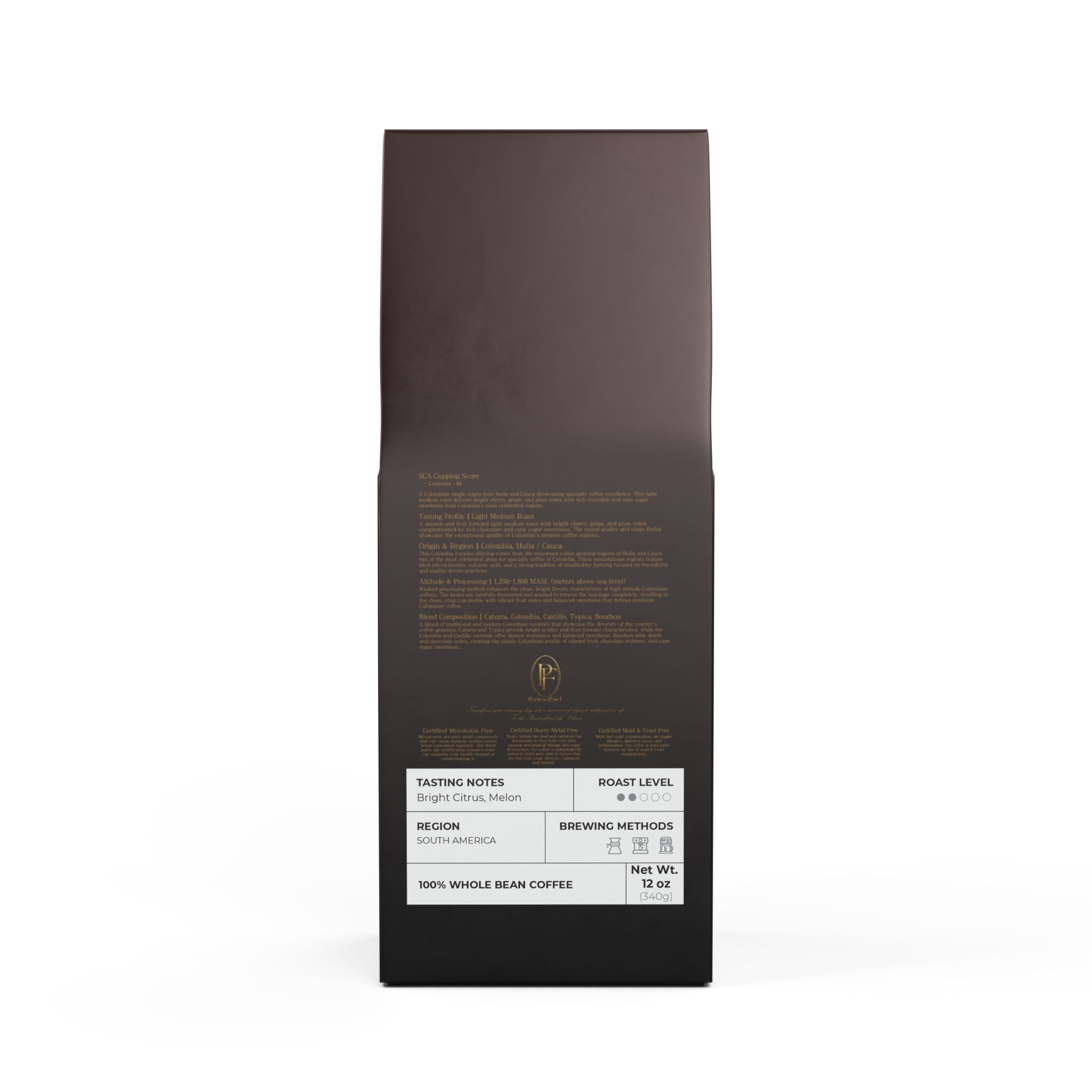 Pantouflard Colombia Single Origin Light Medium Roast Coffee – Whole Bean – 100% Arabica Specialty Blend (Colombia) – Notes of Mellow, Savory, Crisp acidity, Subtle sweetness, Melon – 12oz(340g...