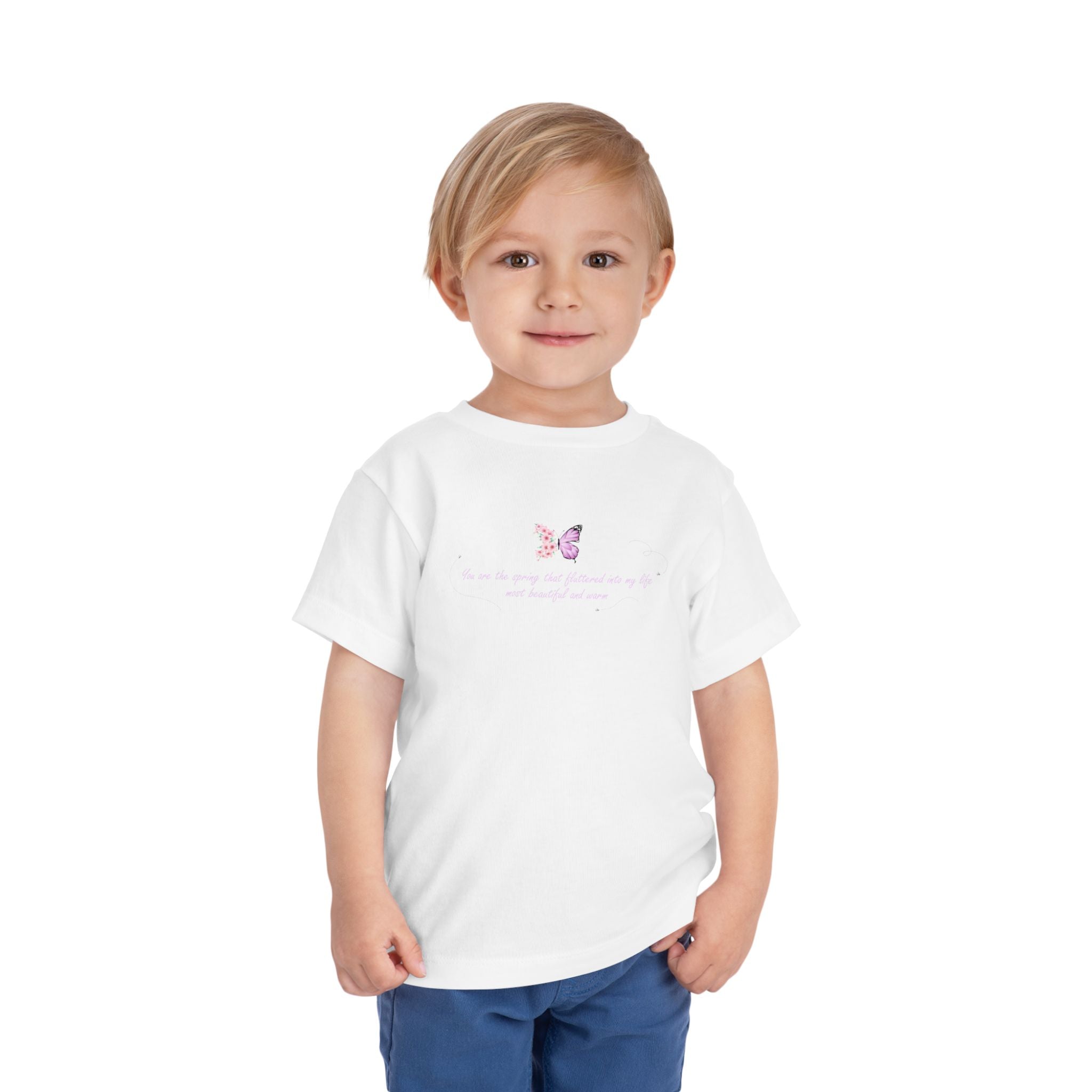 Toddler Yellow Floral Butterfly Spring Quote 100% Cotton Short Sleeve Tee