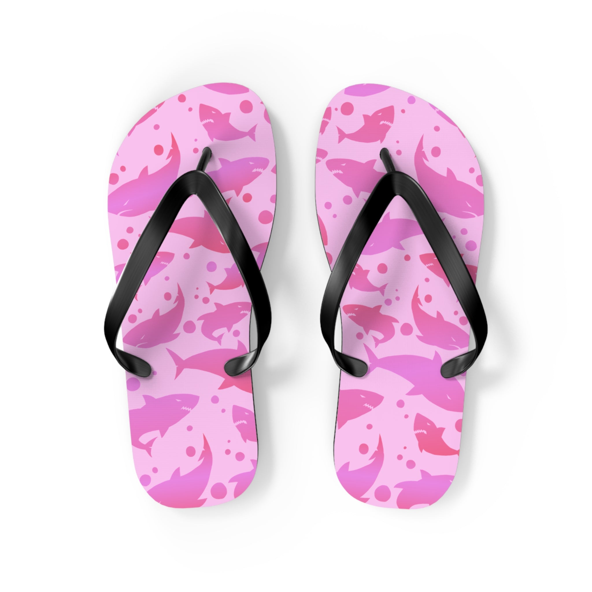 Unisex Pink Shark Silhouette Pattern EVA Polyester Flip Flops