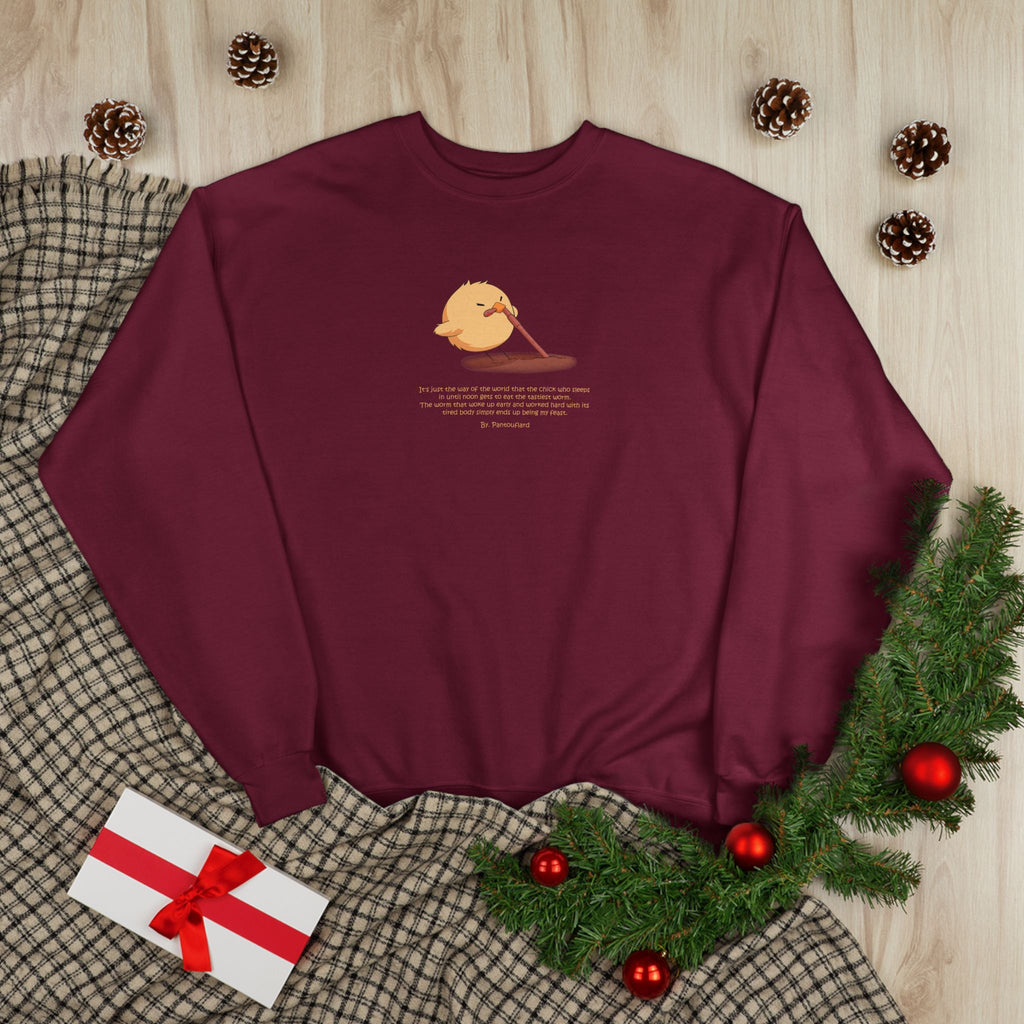 Funny Early Bird Parody Sweatshirt | "The Late Bird Gets The Feast" Sarcastic Quote | Hanes Soft Eco-Fleece Pullover (S-3XL)