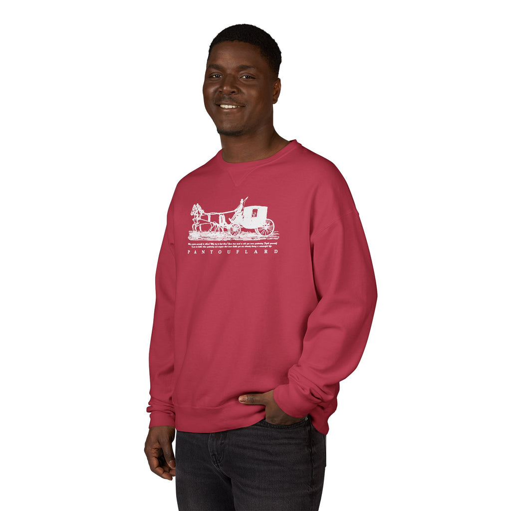 Old Money Equestrian Heritage Crewneck - The Nostalgic Journey II (Dark Academia Garment-Dyed Sweatshirt)