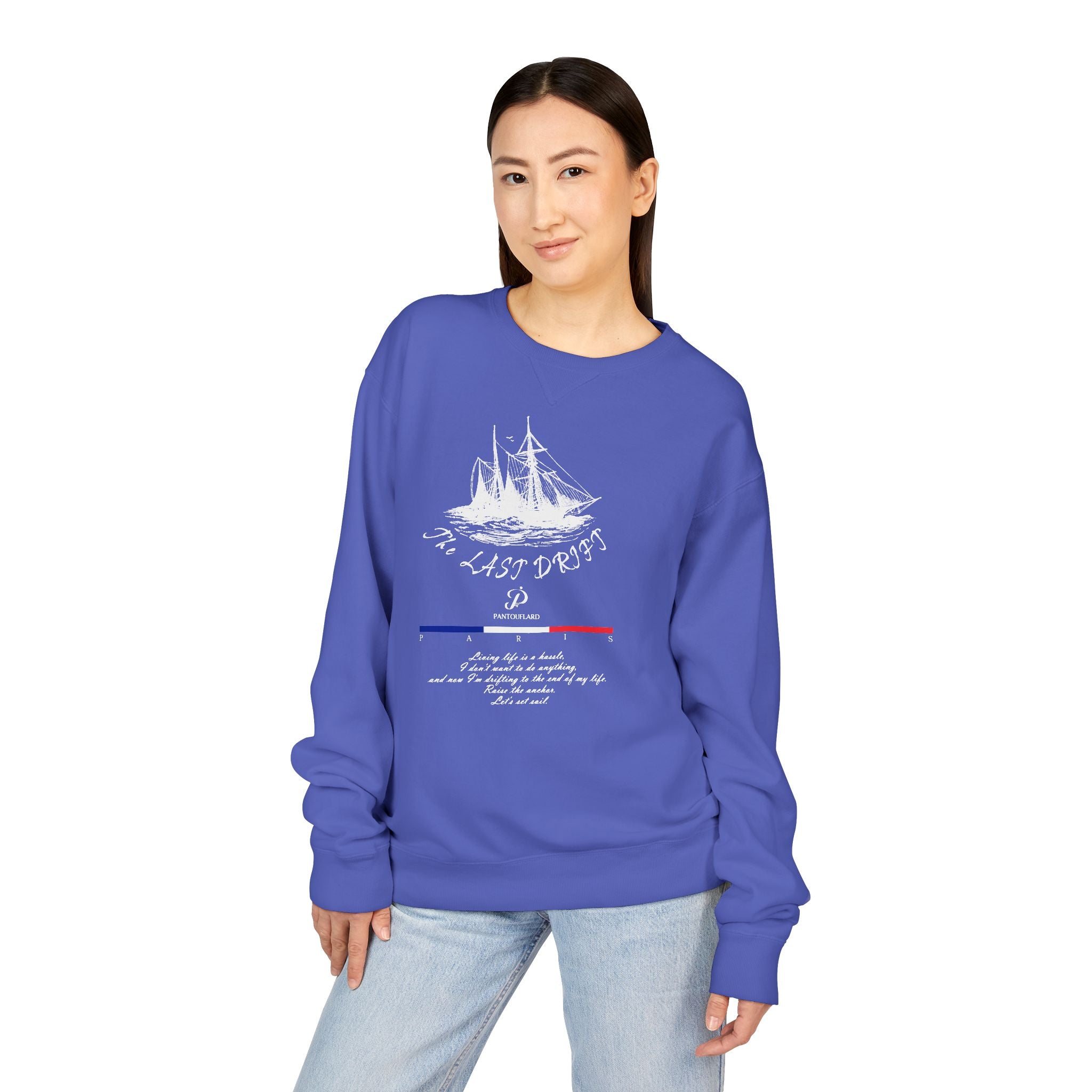 Old Money Nautical Heritage Crewneck - The Last Drift II (Paris Aesthetic Garment-Dyed Sweatshirt)