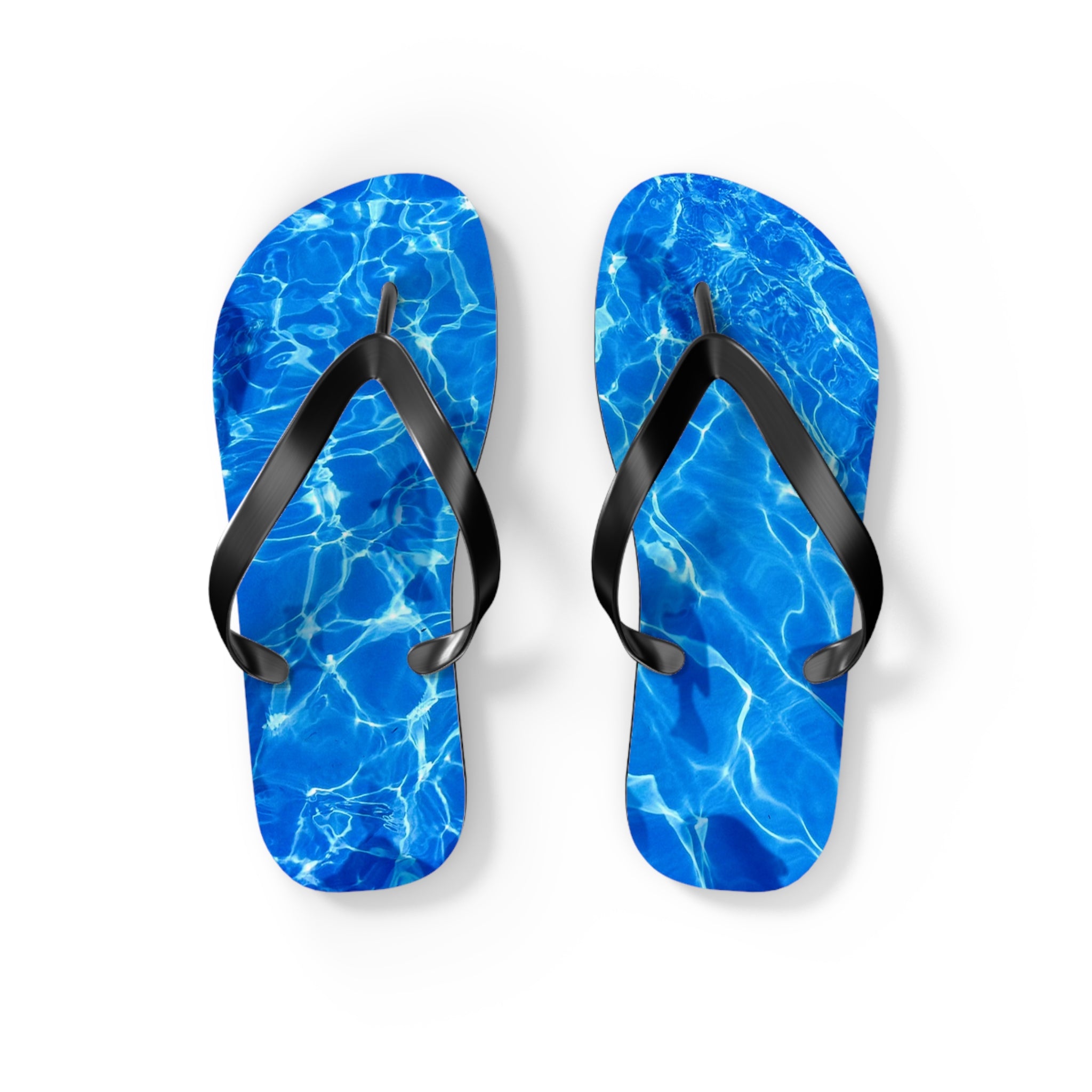 Unisex Vibrant Blue Sunlit Water Surface Fish Silhouette EVA Polyester Flip Flops