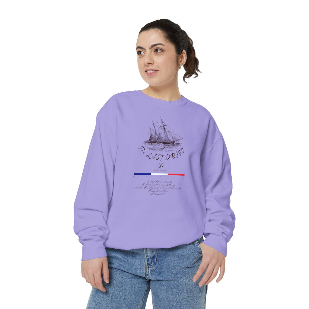 Unisex White Vintage Ship Graphic Cotton Blend Sweatshirt
