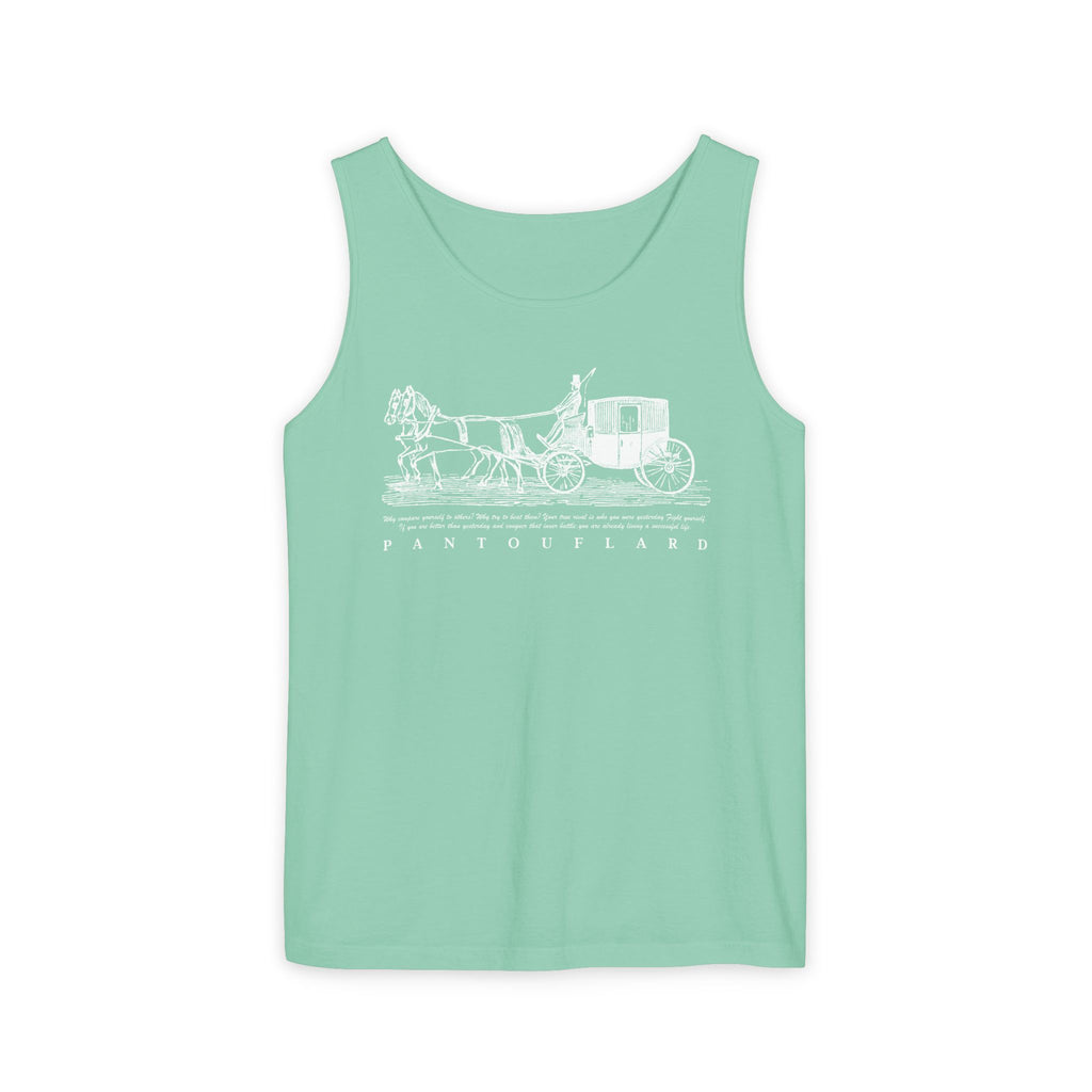 Unisex Black Pantouflard Carriage Cotton Garment-Dyed Tank Top