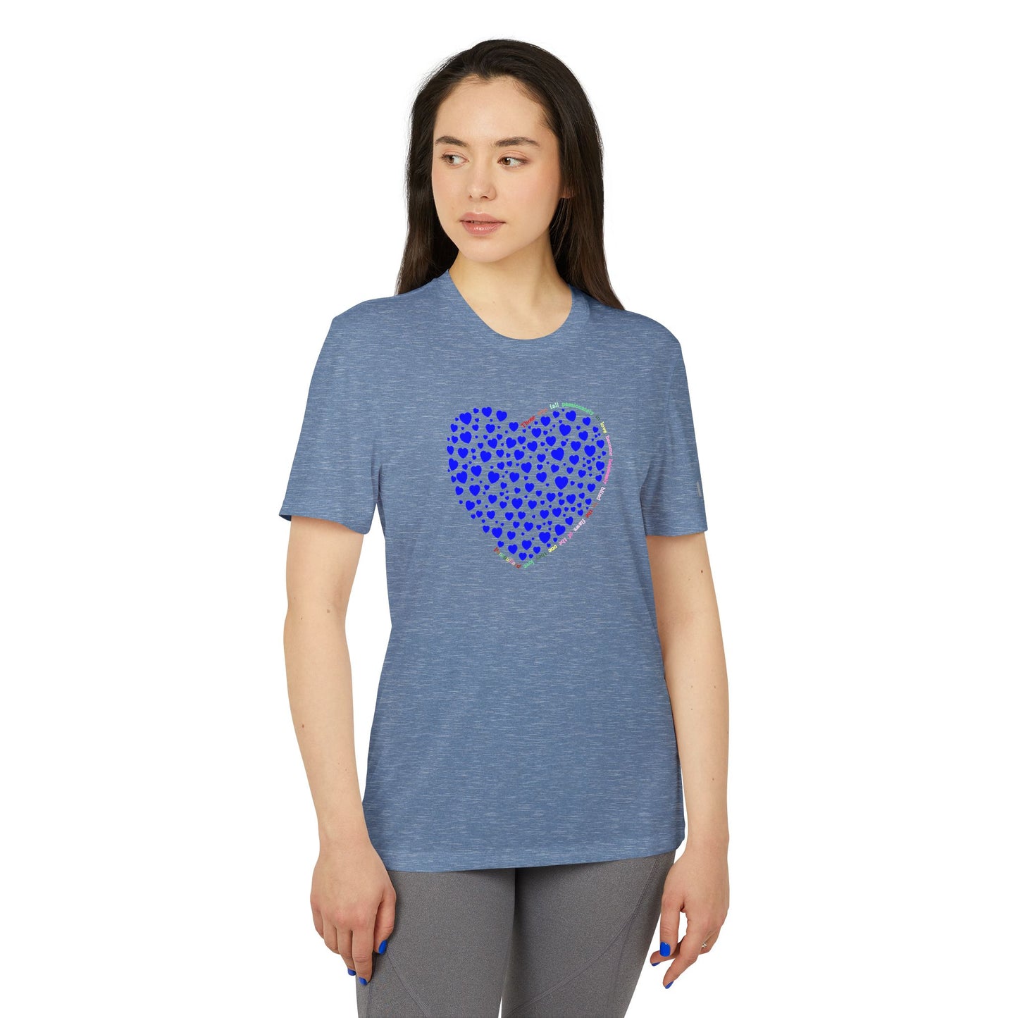 Adidas Unisex Sport T-Shirt with Blue Heart Design