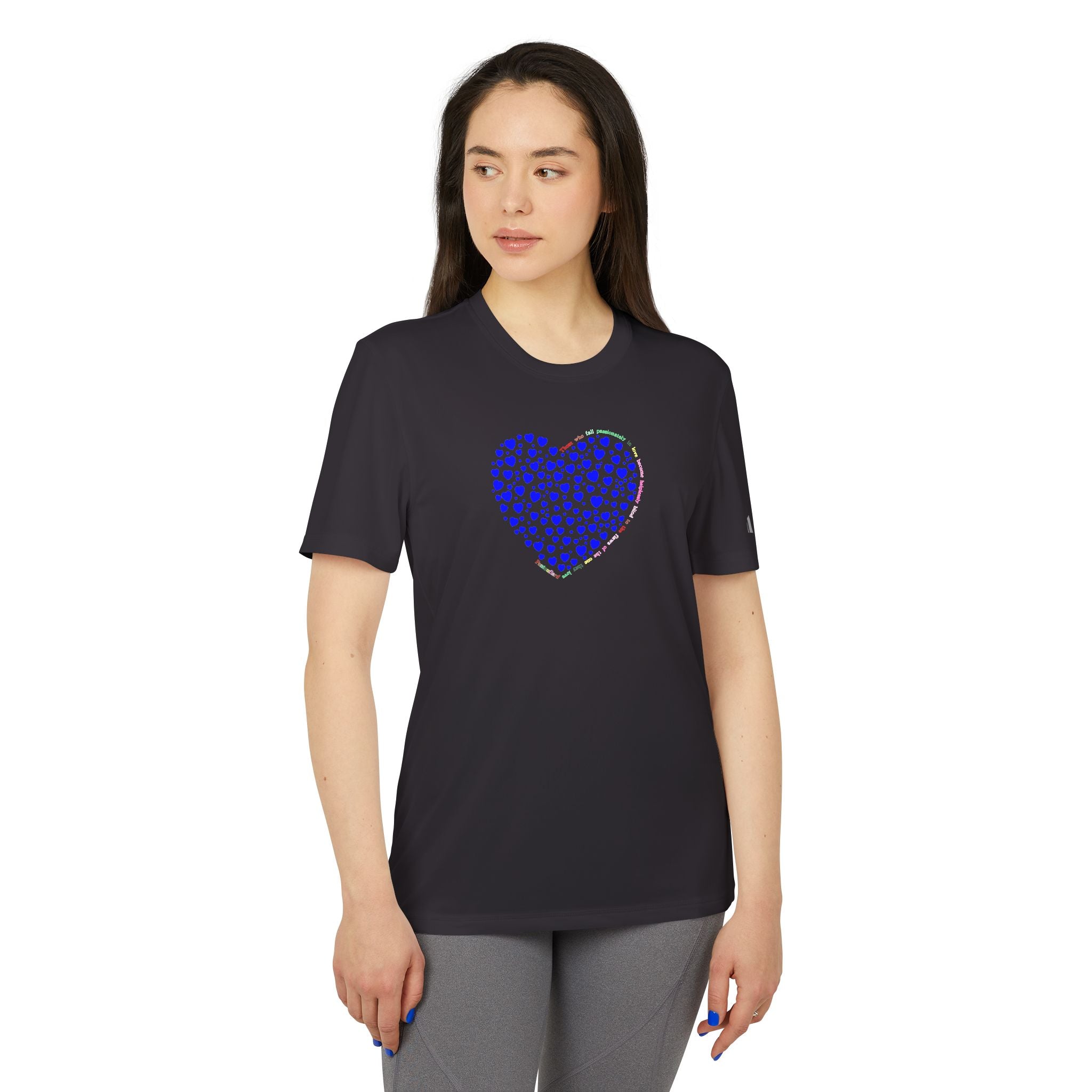 Camiseta Deportiva Unisex Adidas® con Diseño de Corazón Azul
