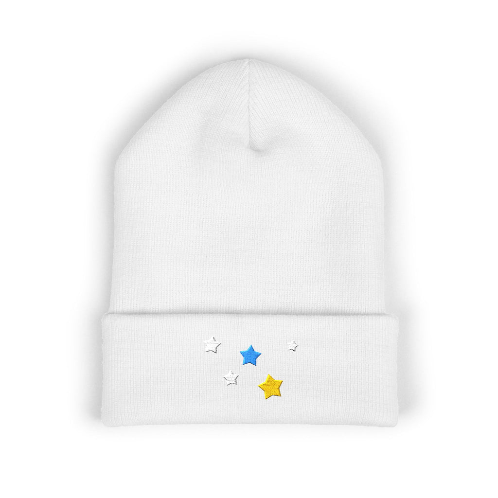 Unisex Cassiopeia Star Embroidered Acrylic Cuffed Beanie