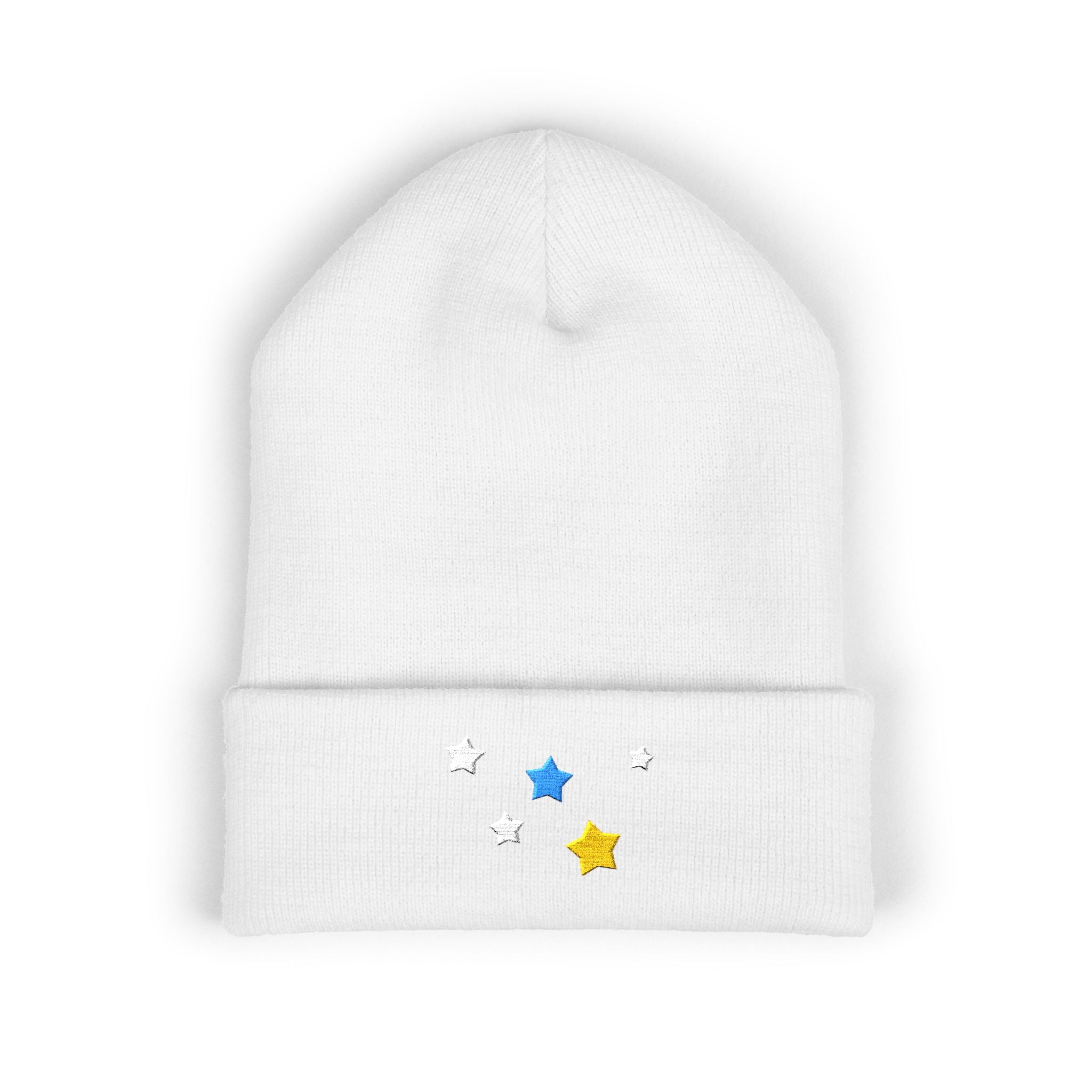Unisex Cassiopeia Star Embroidered Acrylic Cuffed Beanie