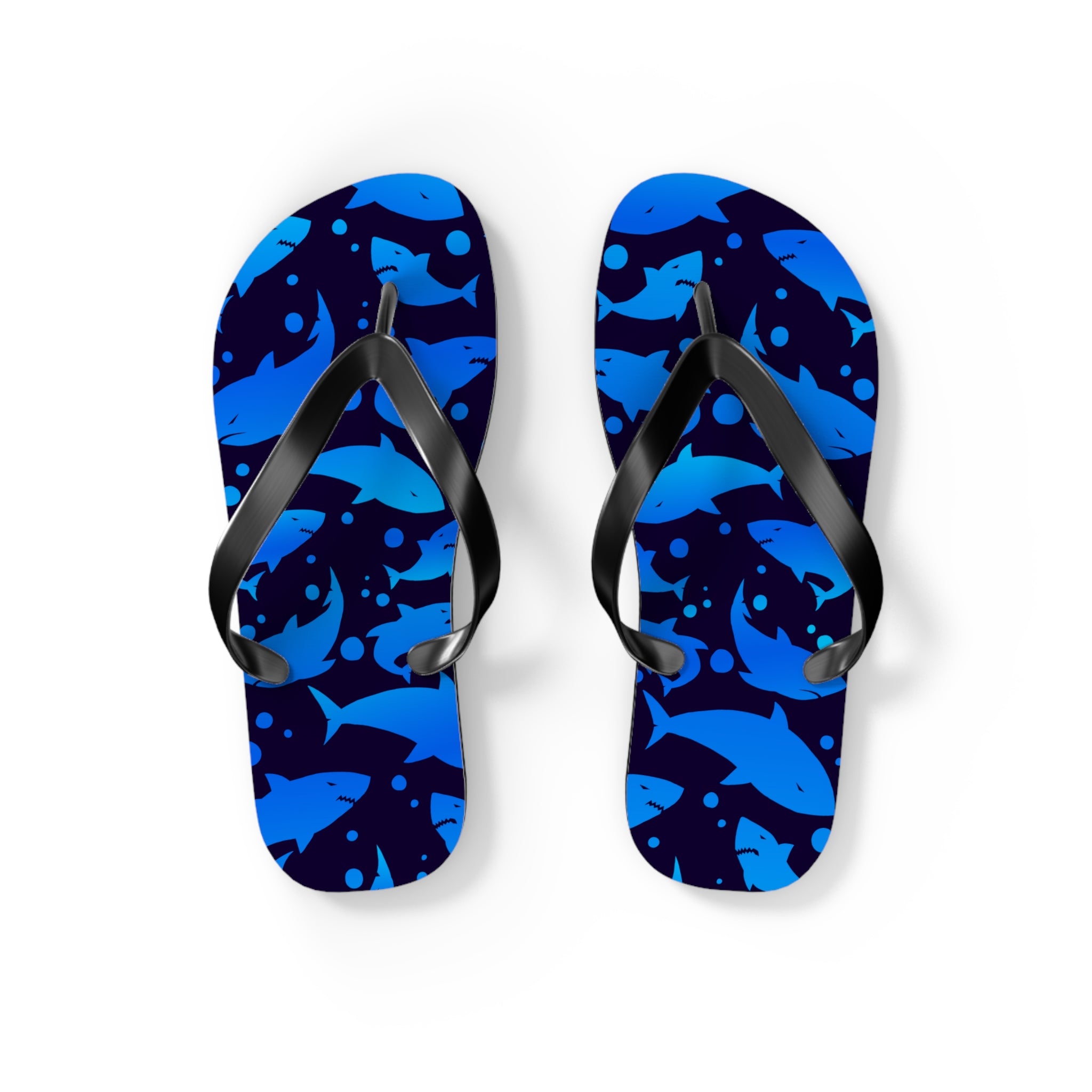 Unisex Navy Blue Shark Silhouette Pattern EVA Polyester Flip Flops