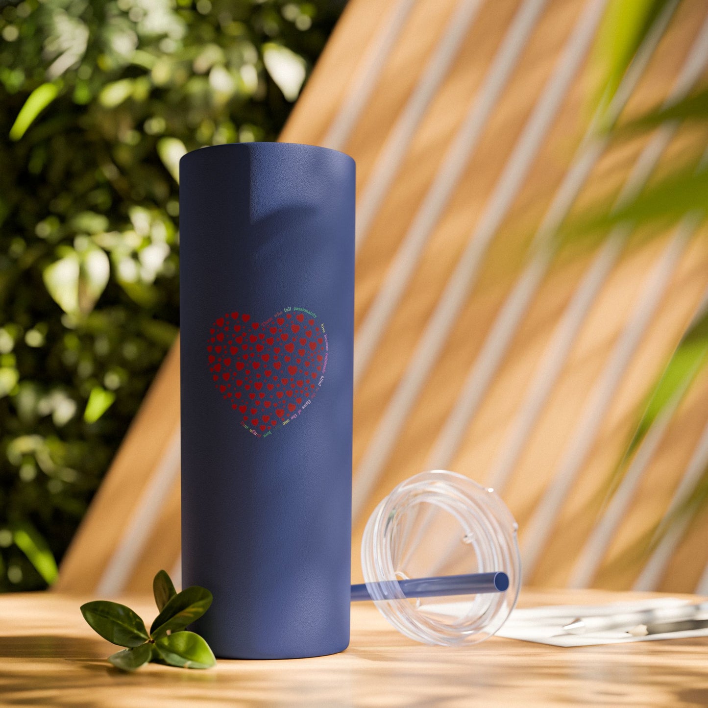 Red Heart Dot Skinny Tumbler | 20oz Reusable Travel Mug, Eco-Friendly Drinkware