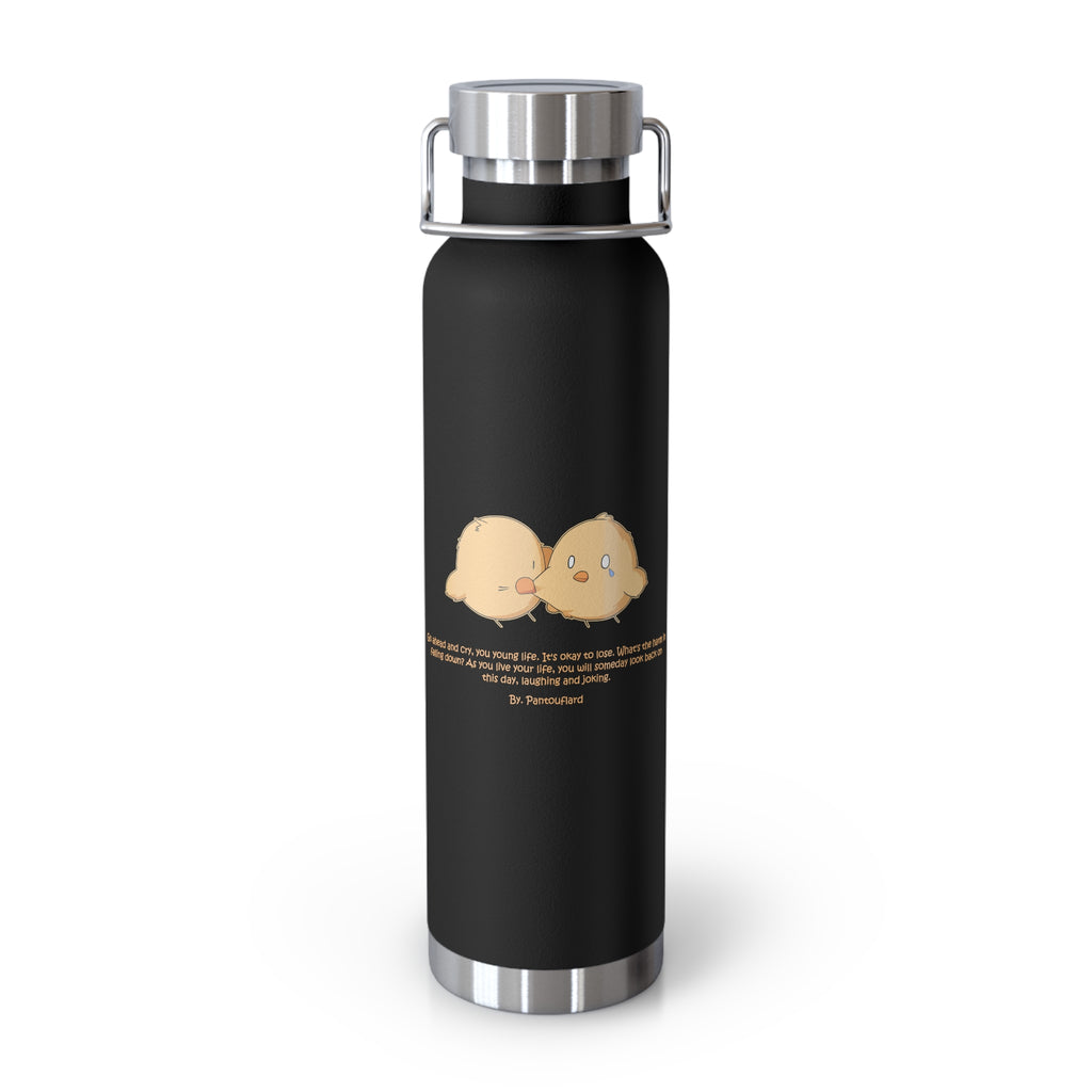Navy Blue Cute Biting Chicks Quote 22oz Copper Vacuum Insulated Bottle