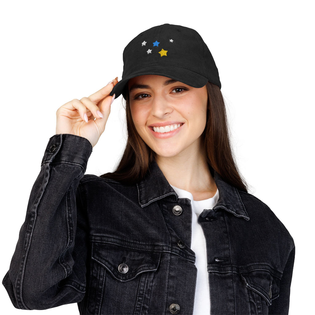 Unisex Cassiopeia Star Embroidered Cotton Corduroy Cap