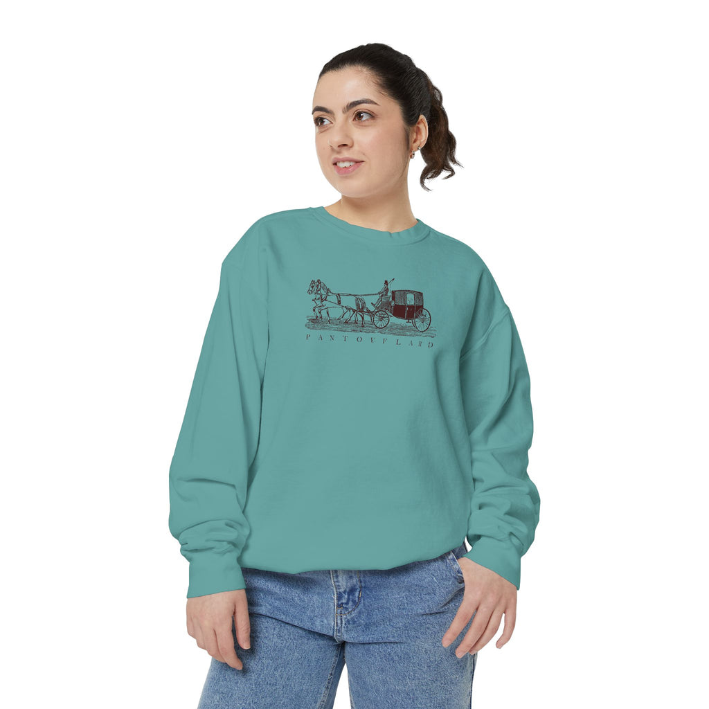 Unisex White Pantouflard Carriage Cotton Blend Sweatshirt