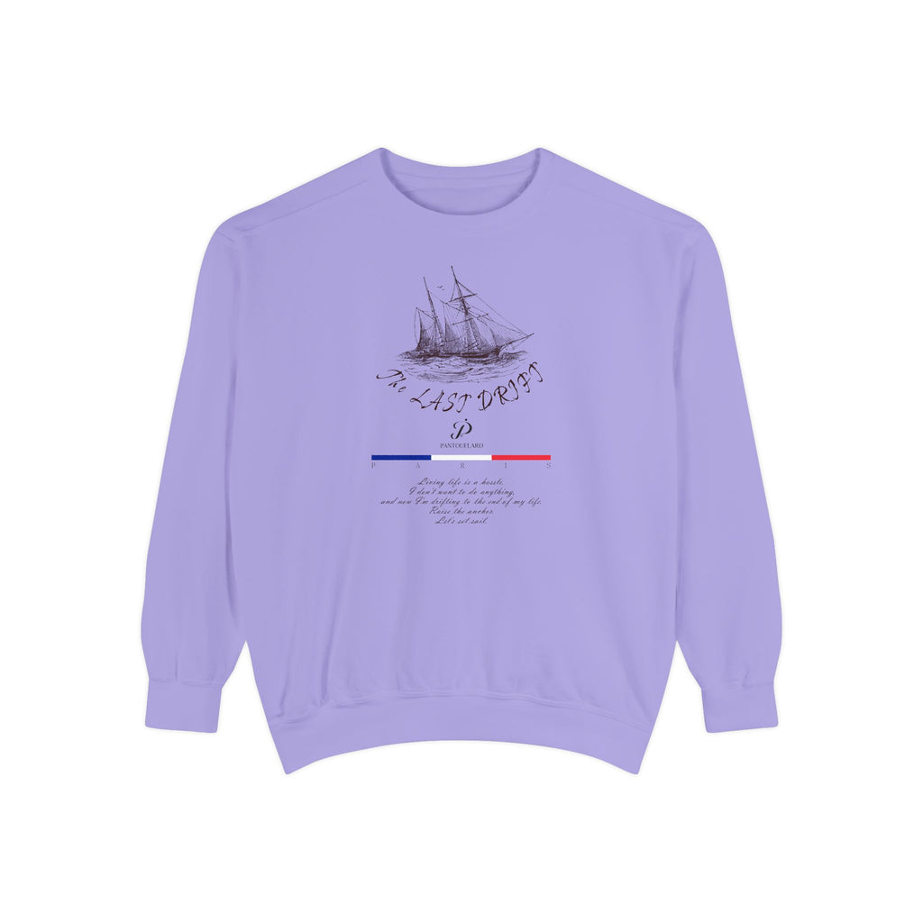 Unisex White Vintage Ship Graphic Cotton Blend Sweatshirt