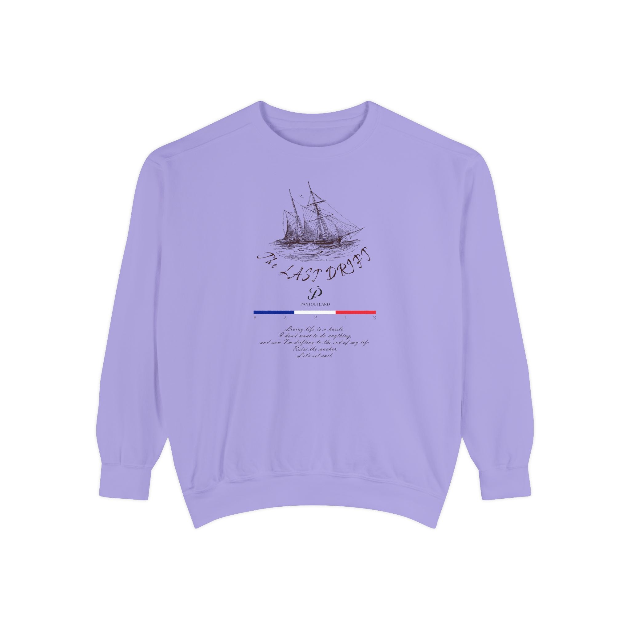 Unisex White Vintage Ship Graphic Cotton Blend Sweatshirt