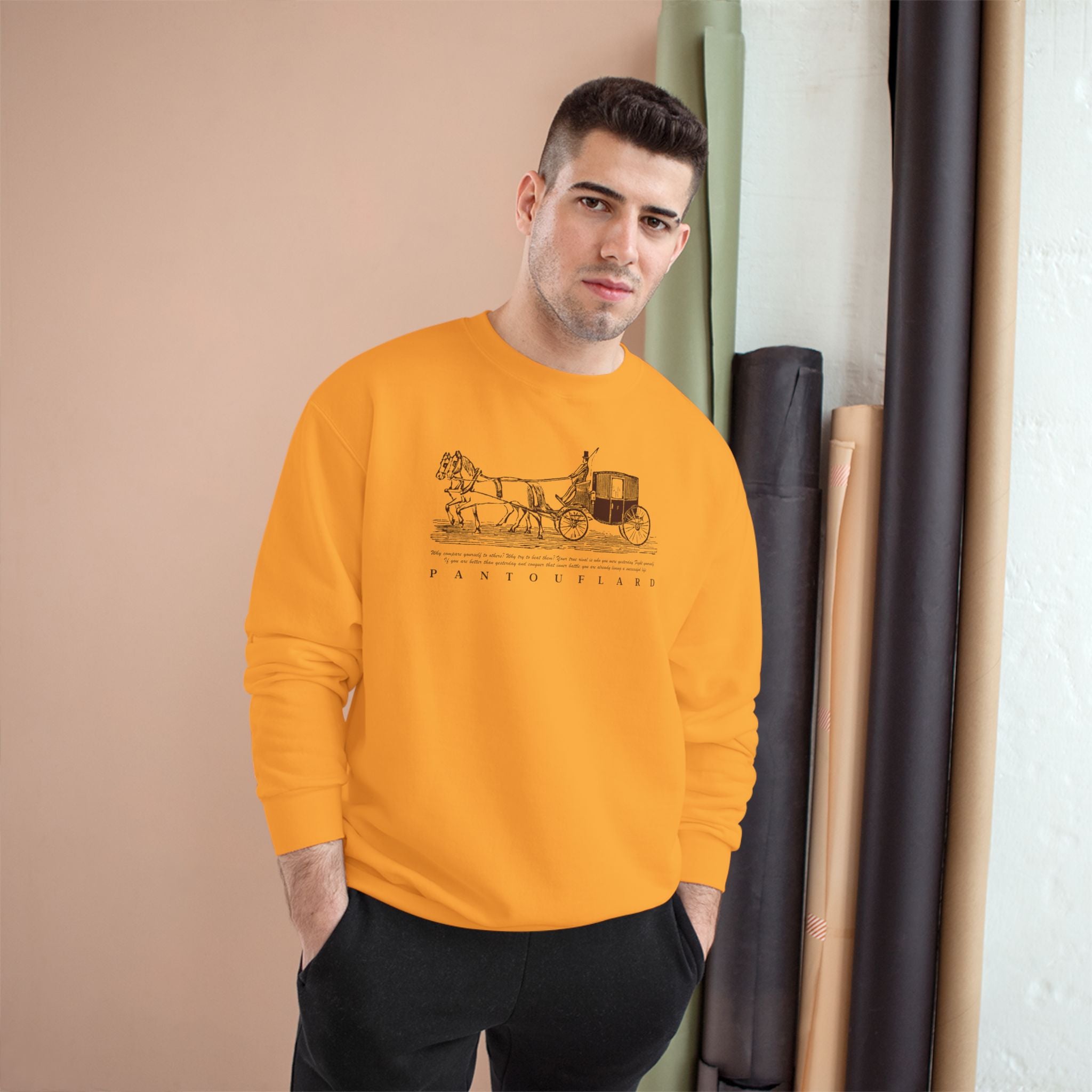 Old Money Equestrian Champion Crewneck - Royal Burgundy Carriage (Authentic Varsity Heritage)