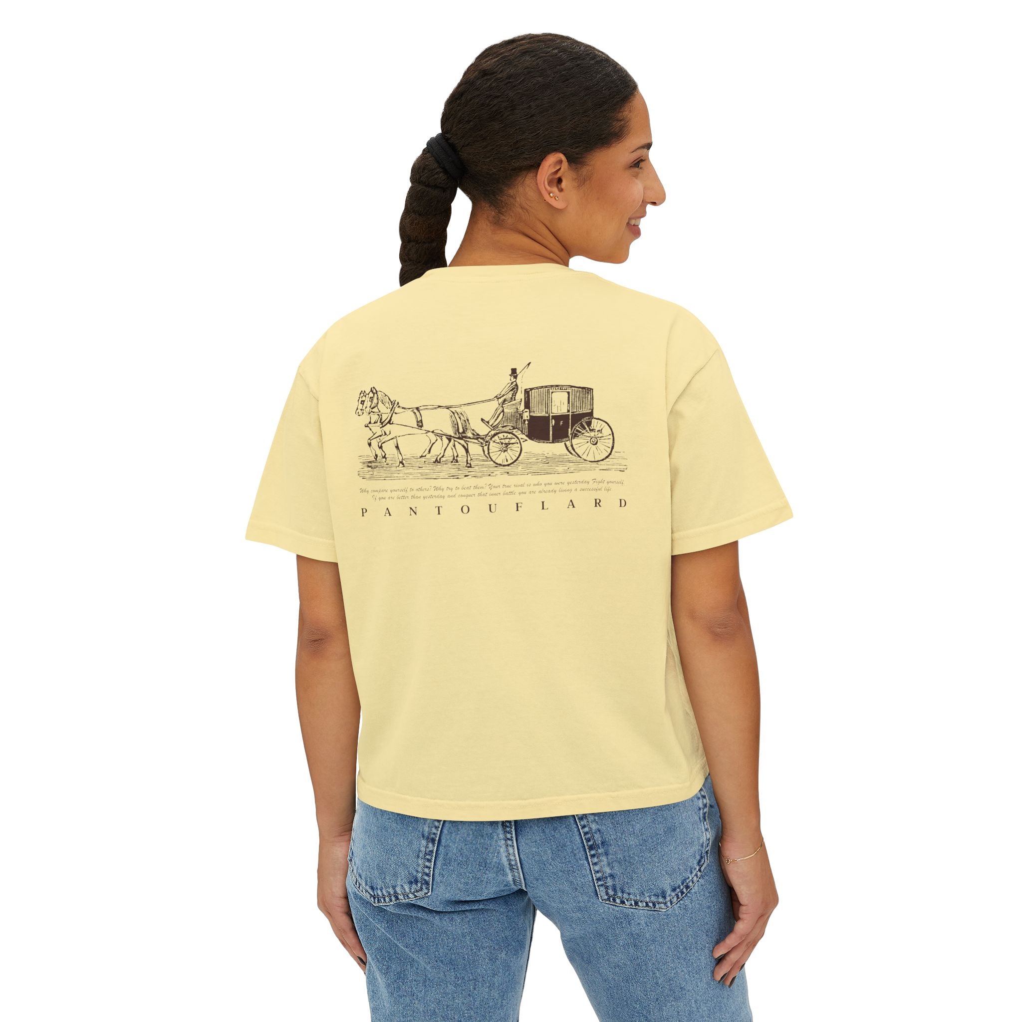 Old Money Equestrian Boxy Tee - The Timeless Carriage I (Comfort Colors 3023CL Back Print)