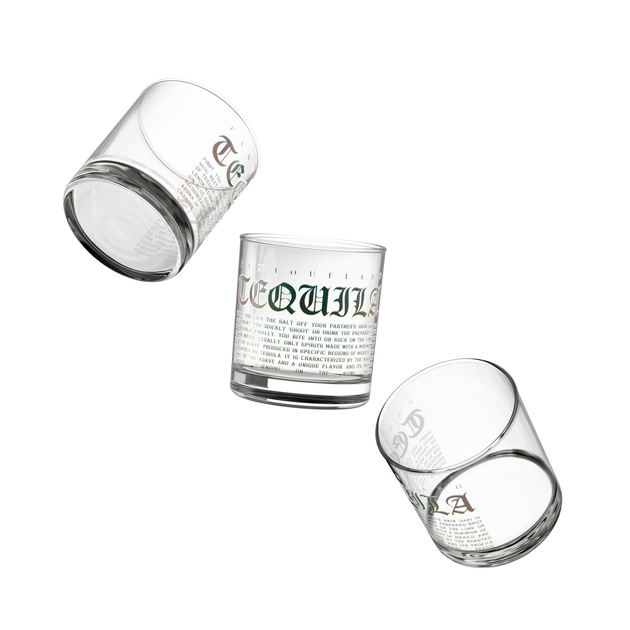 Clear Pantouflard Green Gothic Tequila 10oz Rocks Glass