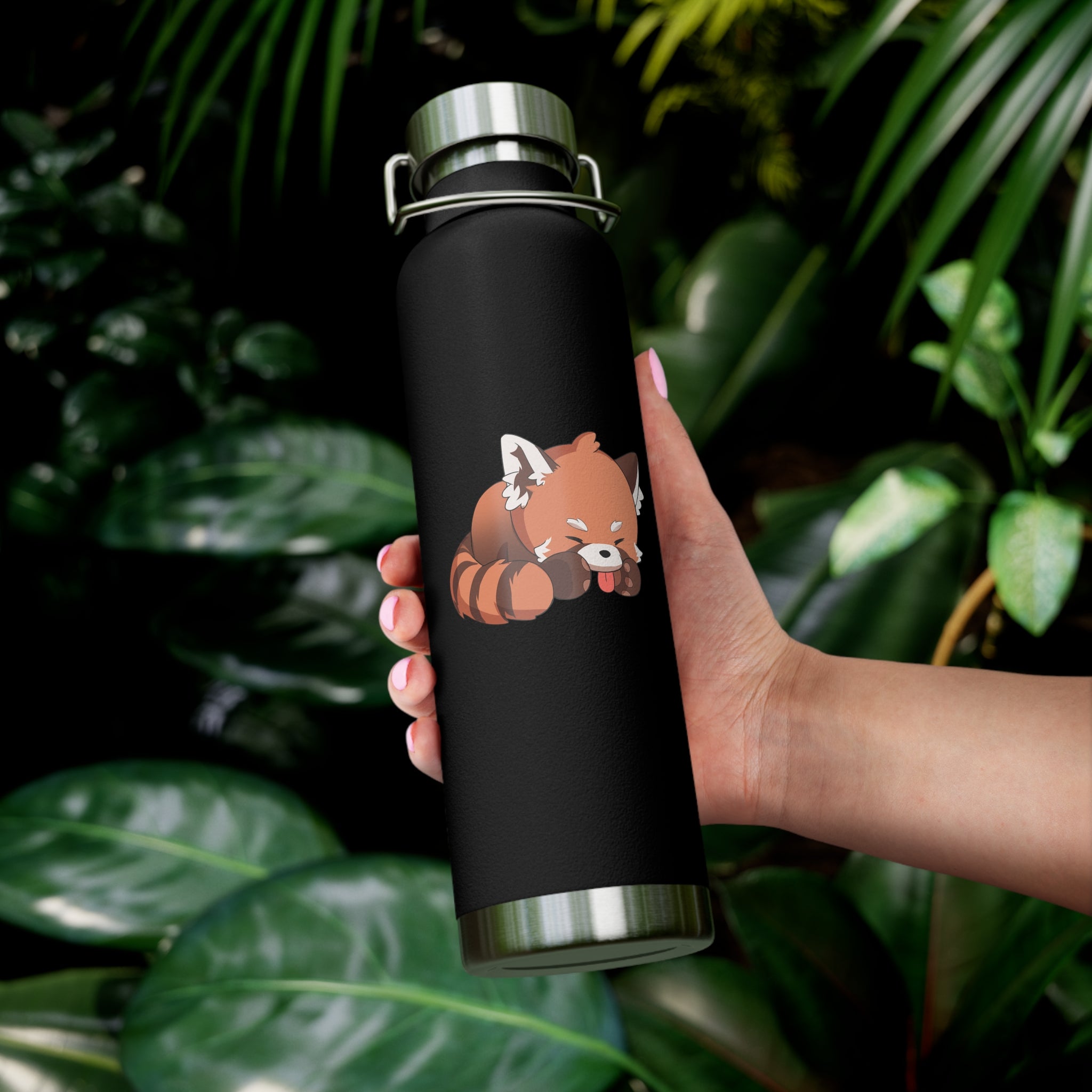 Orange Cute Sleeping Red Panda 22oz Copper Vacuum Insulated Bottle