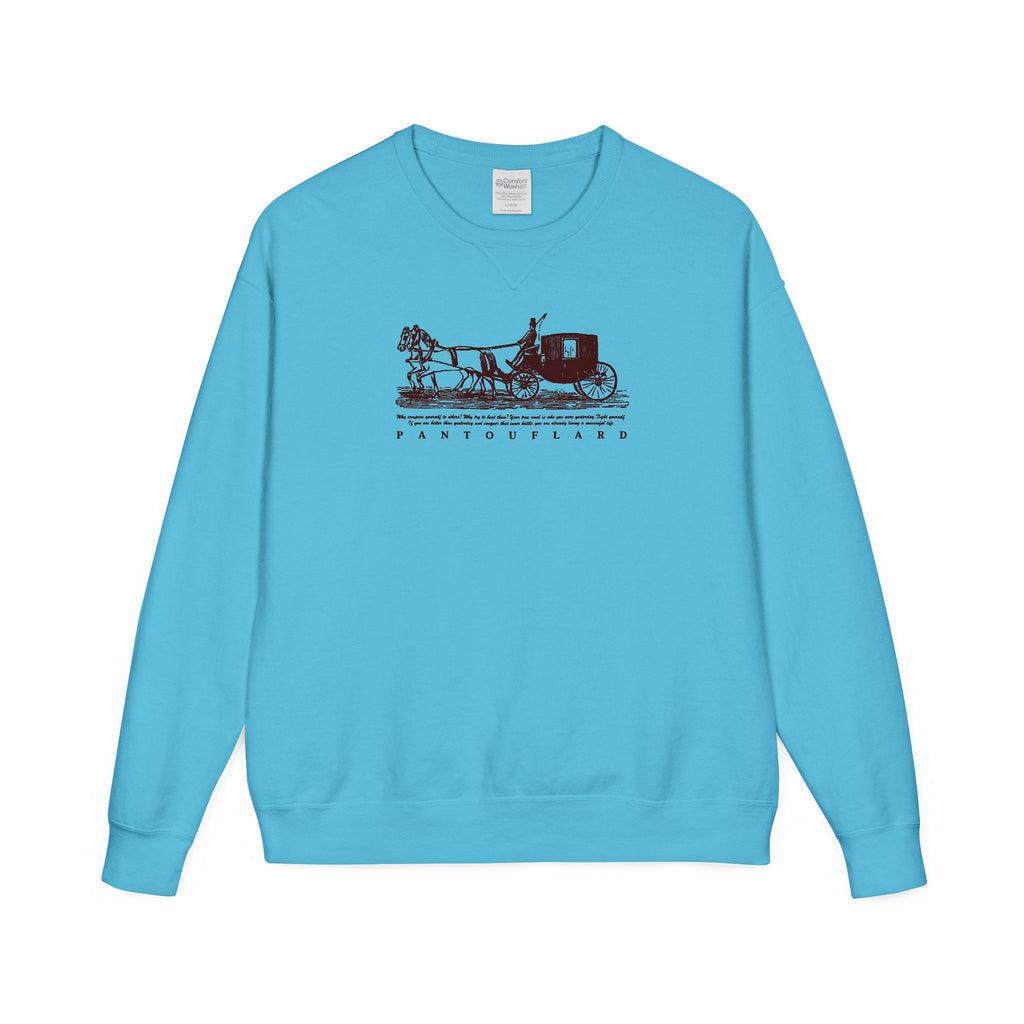 Old Money Equestrian Heritage Crewneck - The Nostalgic Journey I (Dark Academia Garment-Dyed Sweatshirt)