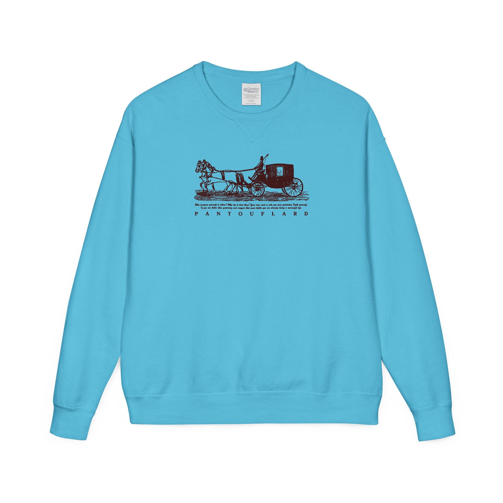 Old Money Equestrian Heritage Crewneck - The Nostalgic Journey I (Dark Academia Garment-Dyed Sweatshirt)