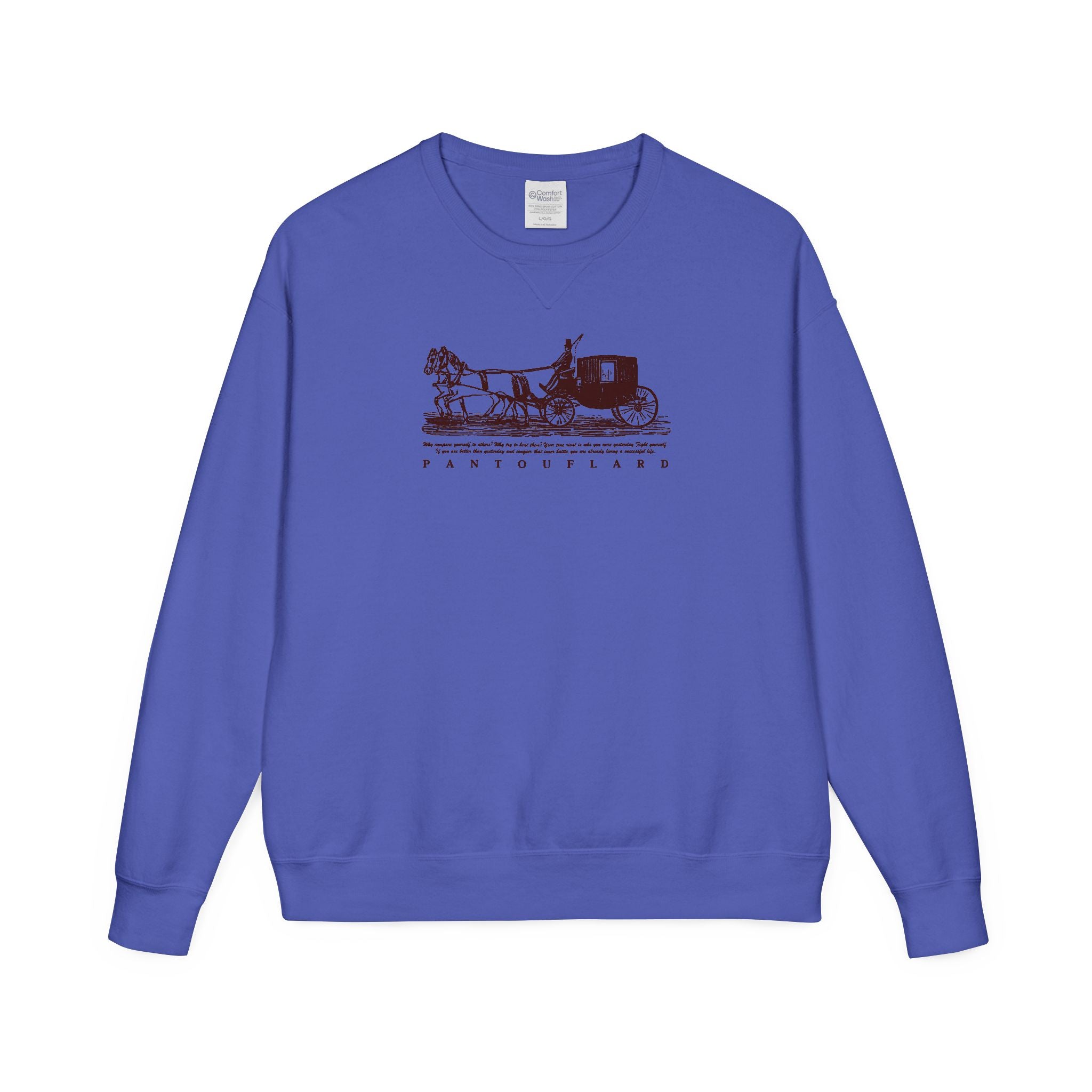 Old Money Equestrian Heritage Crewneck - The Nostalgic Journey I (Dark Academia Garment-Dyed Sweatshirt)