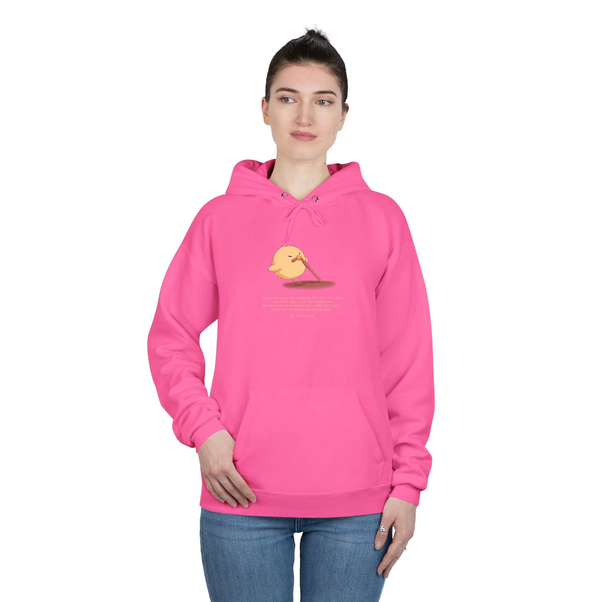 Unisex Light Blue Pantouflard Chick Cotton Blend Pullover Hoodie