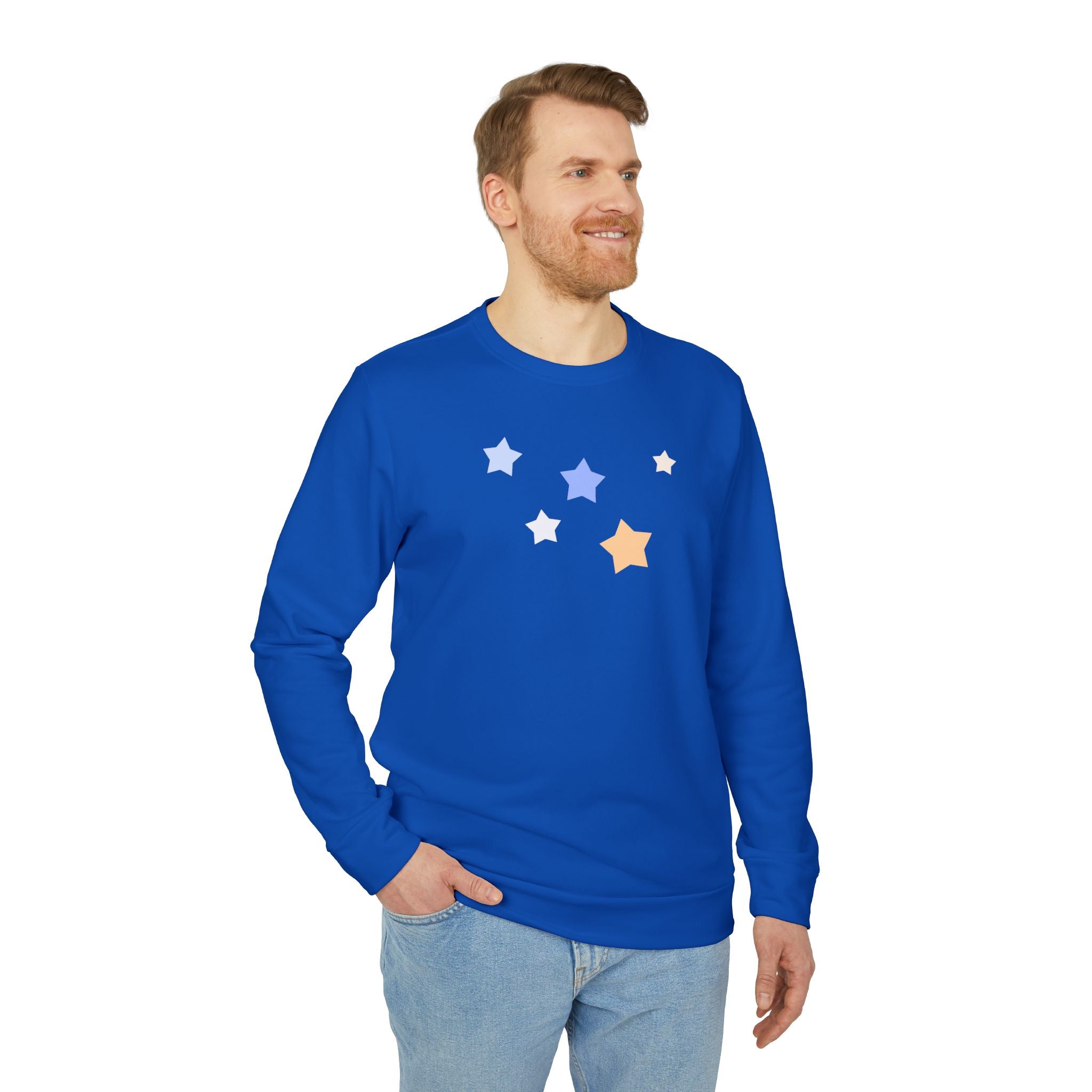 Unisex Royal Blue Kitschy Cassiopeia Constellation BCI Cotton Adidas Sweatshirt