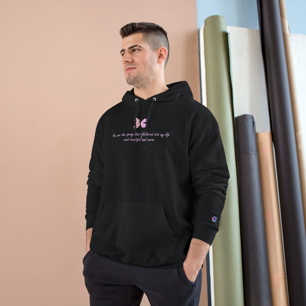 Unisex White Floral Butterfly Spring Quote Cotton Blend Champion Hoodie