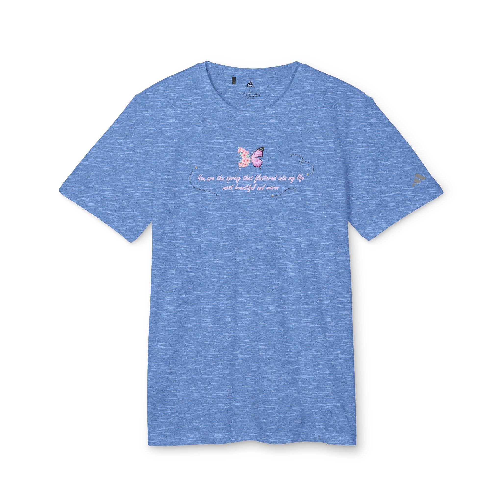 Unisex White Floral Butterfly Spring Quote 100% Recycled Polyester Adidas Sport T-Shirt