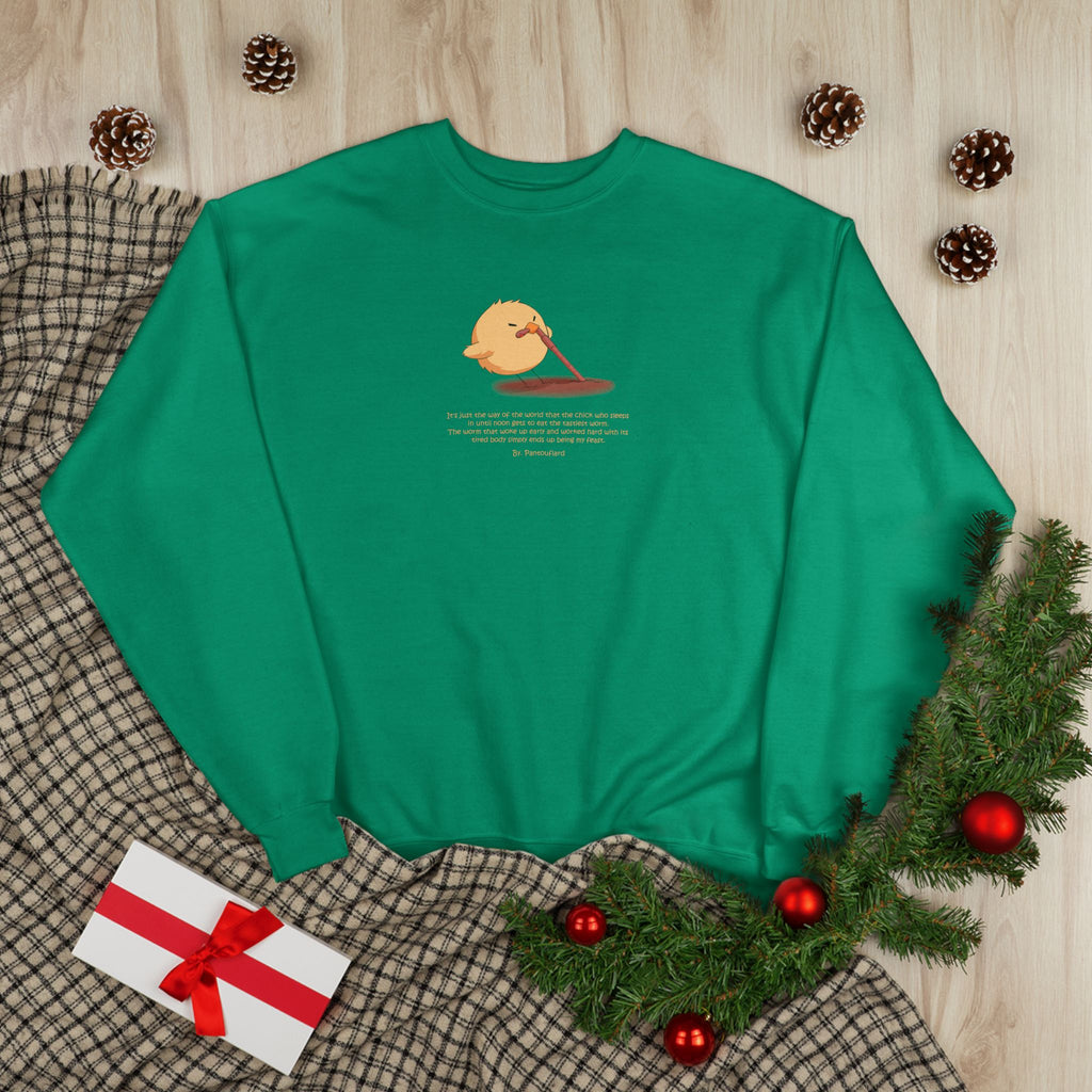 Funny Early Bird Parody Sweatshirt | "The Late Bird Gets The Feast" Sarcastic Quote | Hanes Soft Eco-Fleece Pullover (S-3XL)