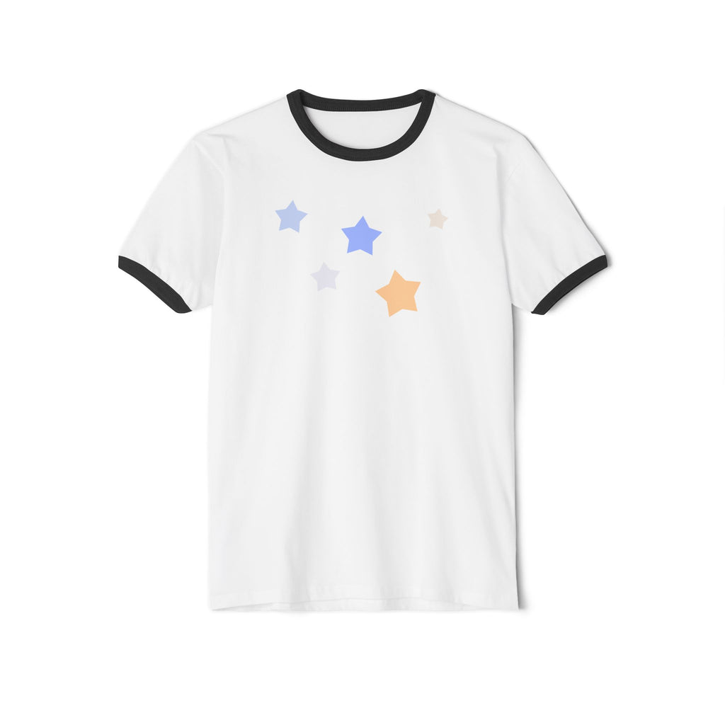 Cassiopeia Constellation Graphic Ringer T-Shirt - W-Shape Astronomy Cotton Tee