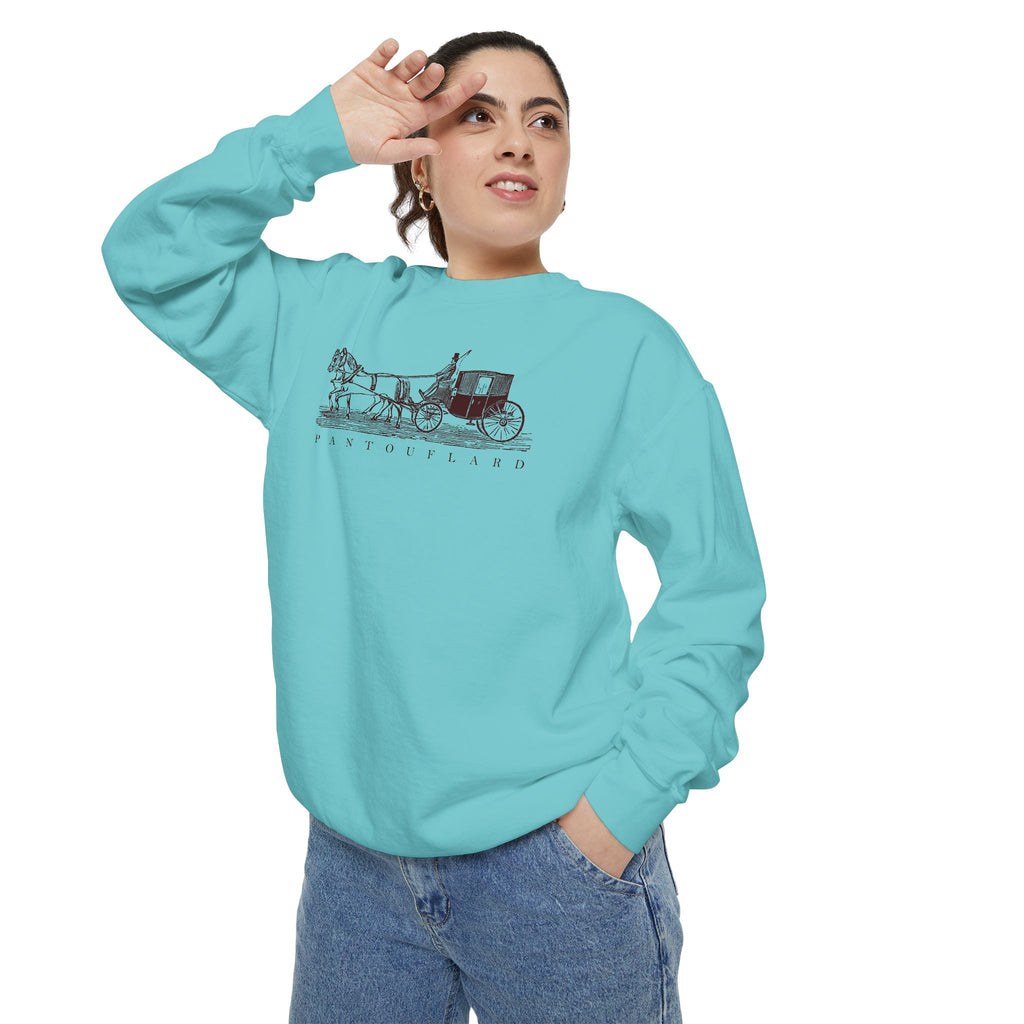 Unisex White Pantouflard Carriage Cotton Blend Sweatshirt