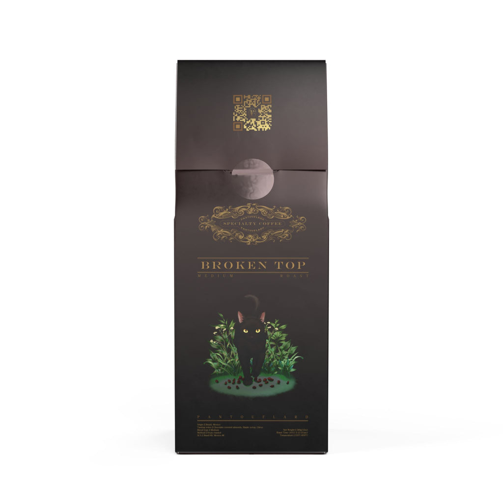 Pantouflard Broken Top Medium Roast Coffee – Whole Bean – 100% Arabica Specialty Blend (Brazil, Mexico) – Notes of Chocolate, Covered almonds, Maple Syrup, Citrus– 12oz(340g)