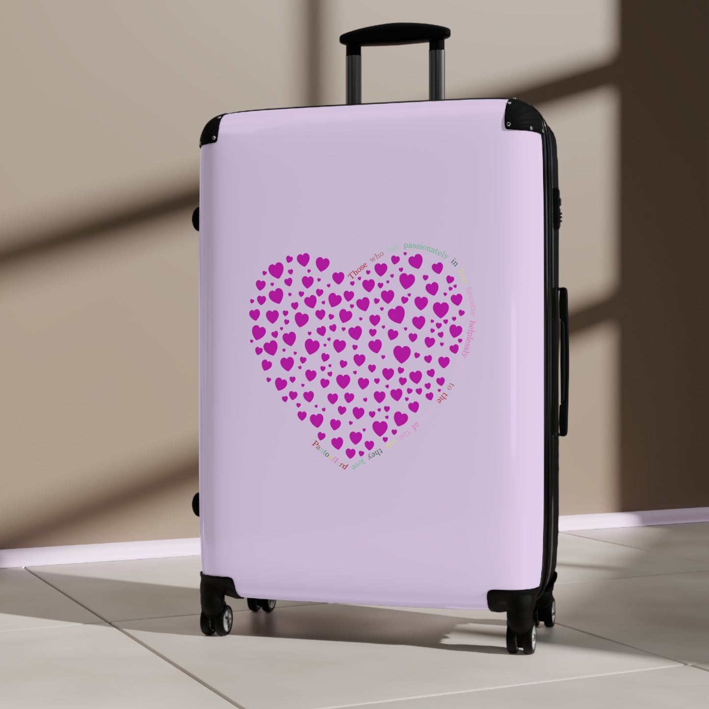 Pink Heart Design Suitcase, Travel Luggage