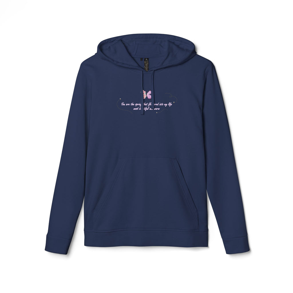 Unisex White Floral Butterfly Spring Quote BCI Cotton Adidas Hoodie