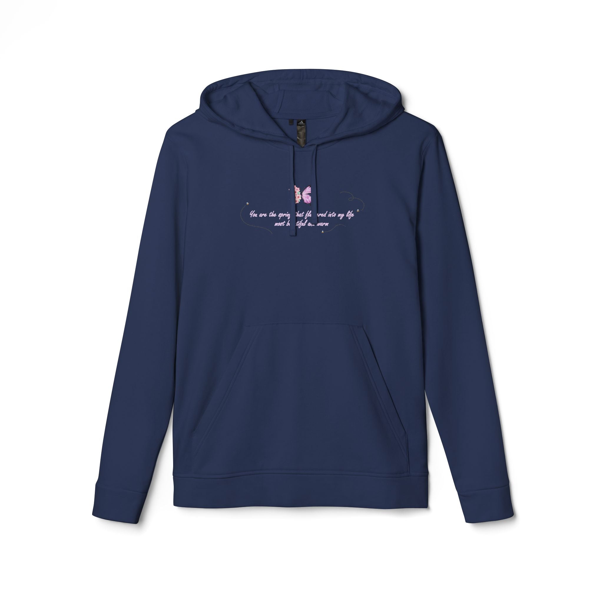 Unisex White Floral Butterfly Spring Quote BCI Cotton Adidas Hoodie