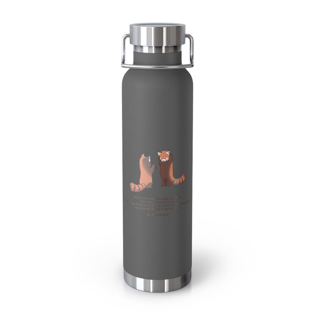Cyan Blue Cute Standing Red Pandas Quote 22oz Copper Vacuum Insulated Bottle