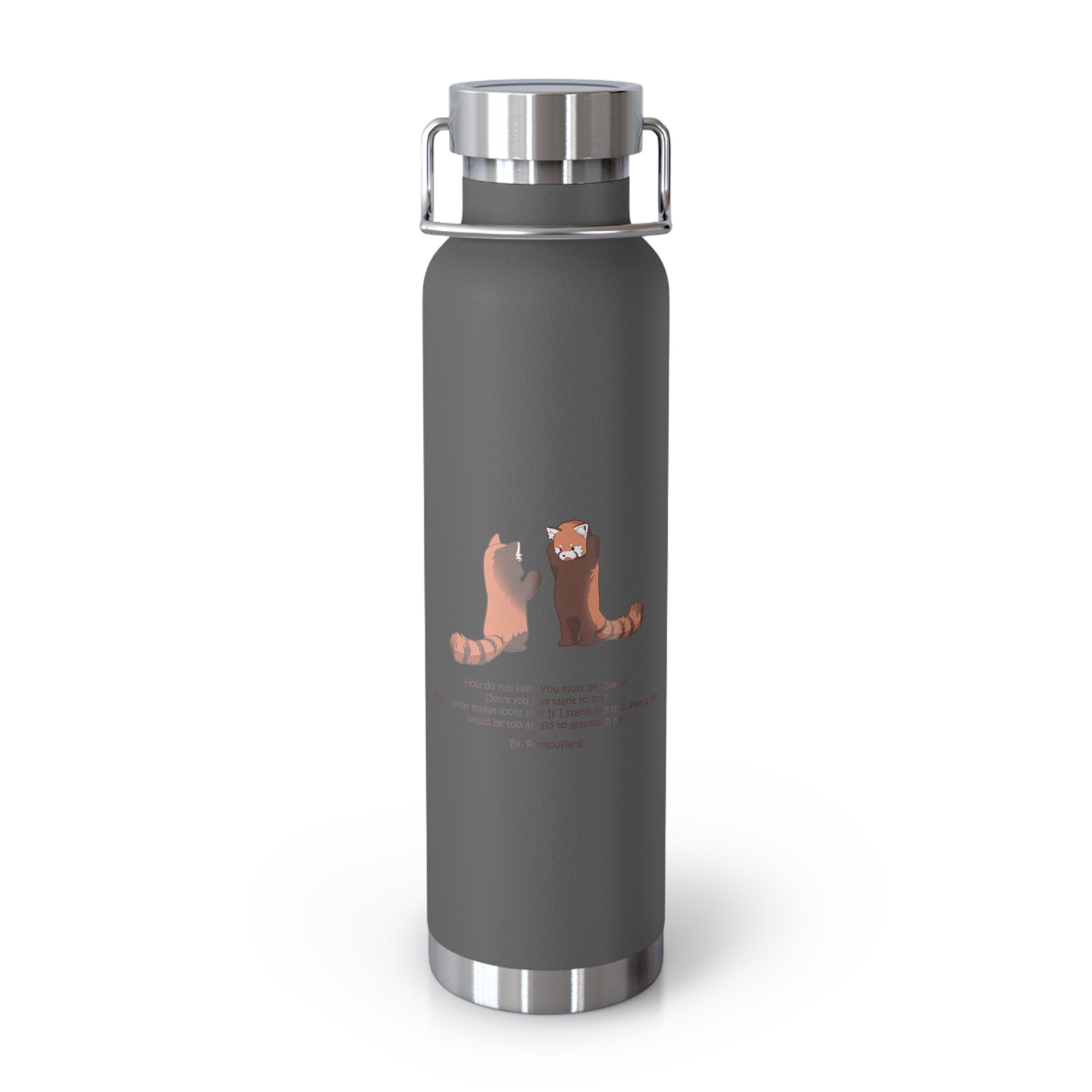 Cyan Blue Cute Standing Red Pandas Quote 22oz Copper Vacuum Insulated Bottle