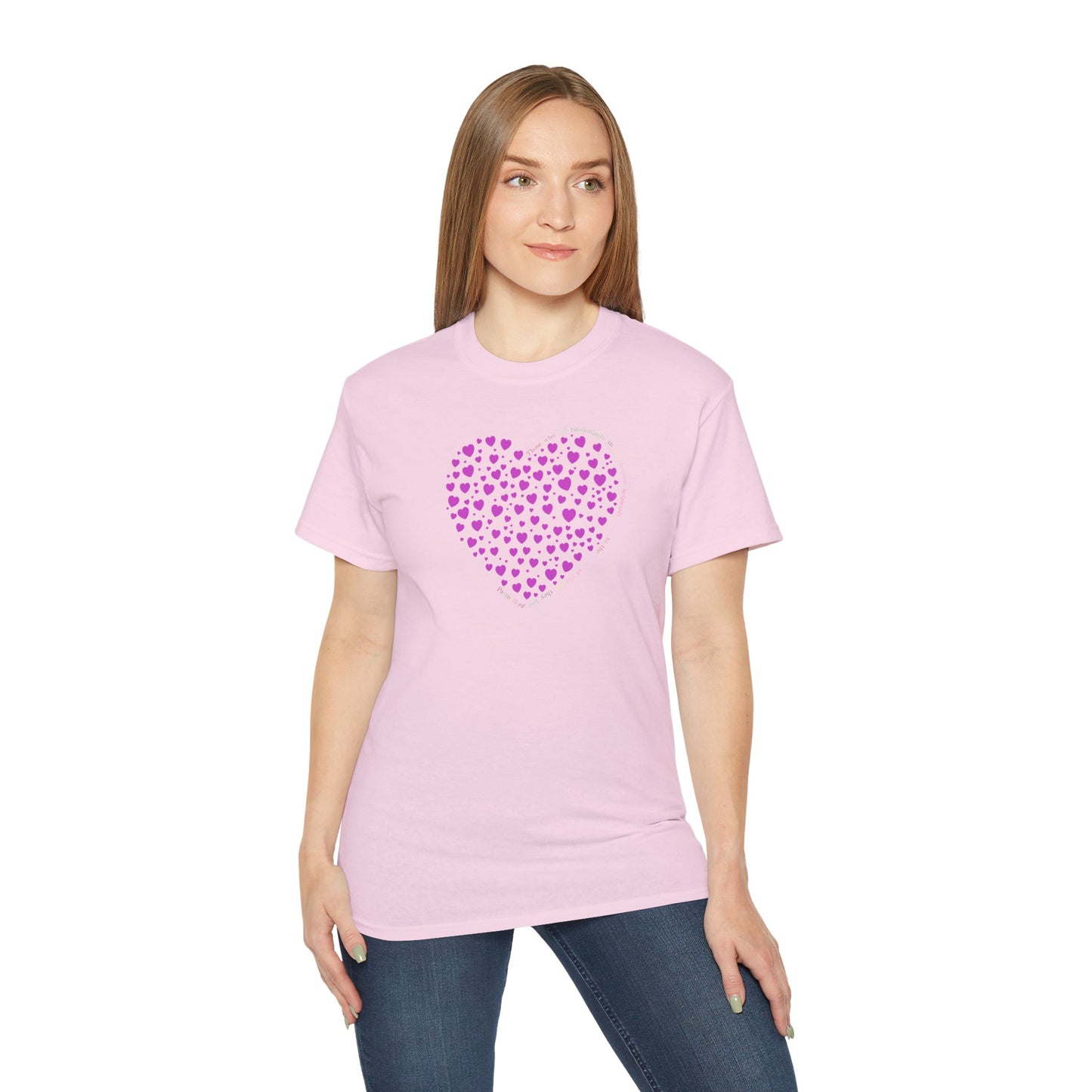 Powder Pink Heart Unisex short sleeved T-shirt
