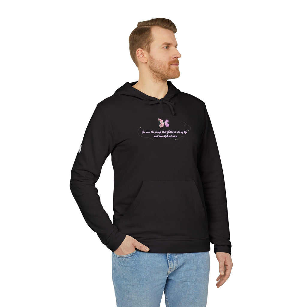 Unisex White Floral Butterfly Spring Quote BCI Cotton Adidas Hoodie