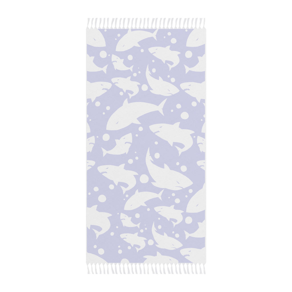Royal Blue Shark Silhouette Pattern 100% Polyester Boho Beach Cloth