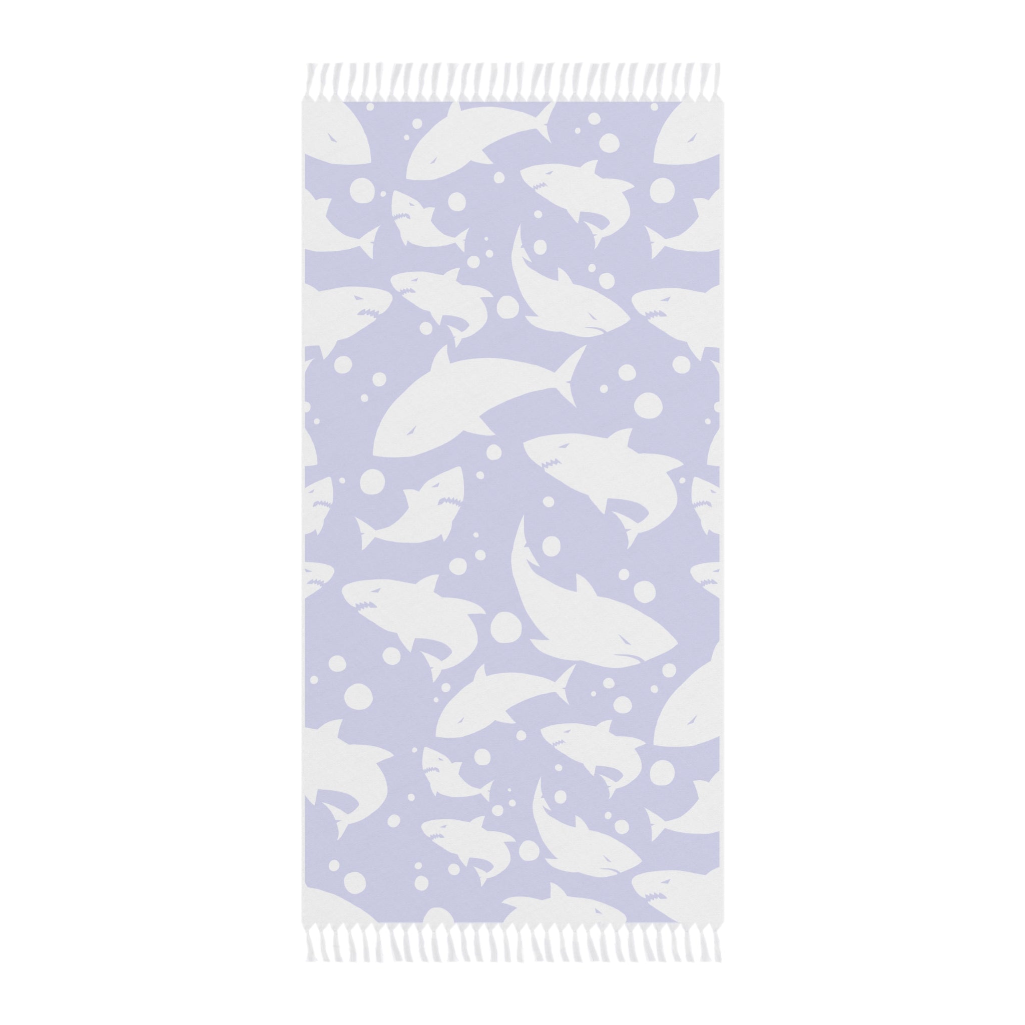 Royal Blue Shark Silhouette Pattern 100% Polyester Boho Beach Cloth